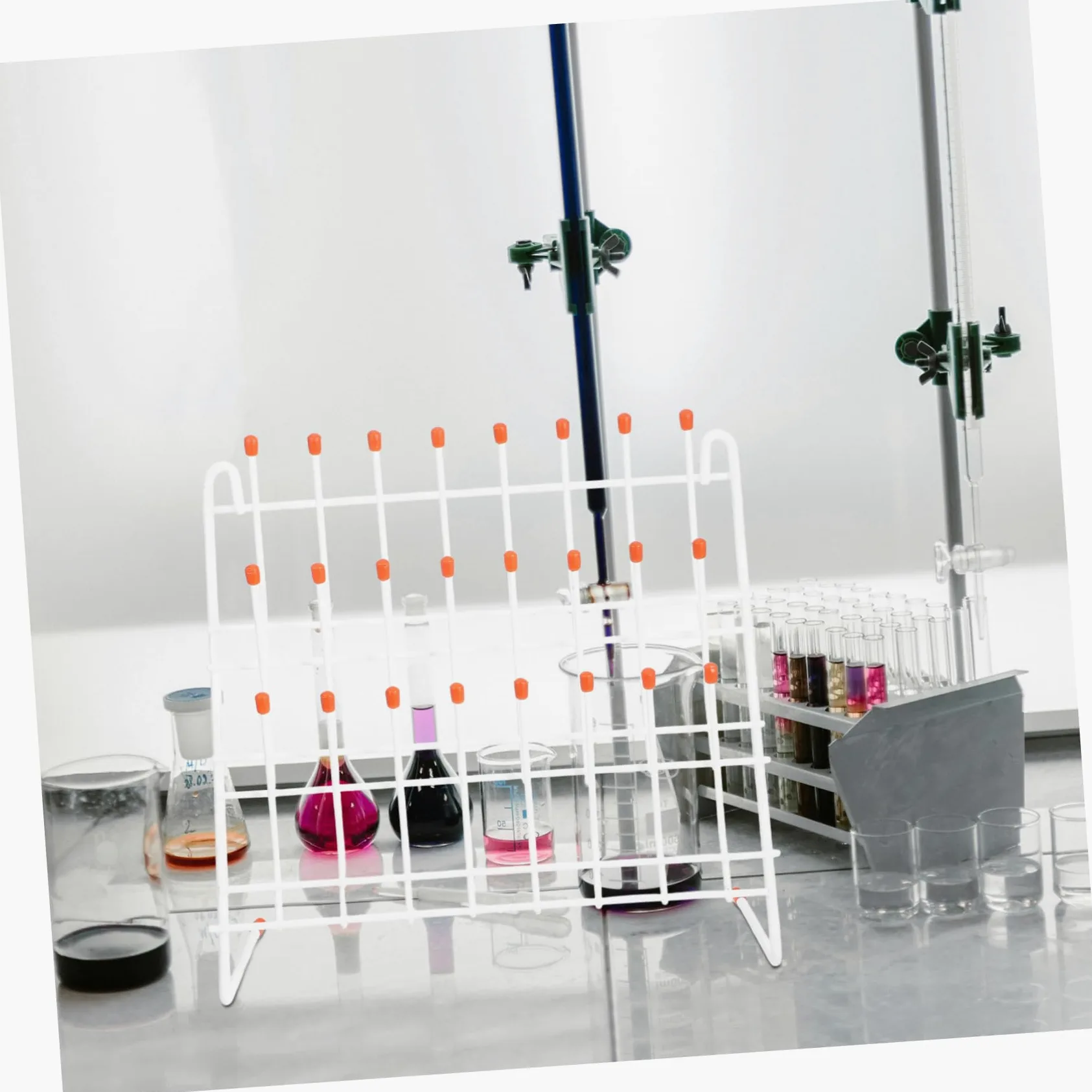 Hemobllo Soporte para Secado para Laboratorio Ensayo Hierro en de y E Tubos Blanco Ligero Fácil de Transportar Adecuado Laboratorios E Industrias