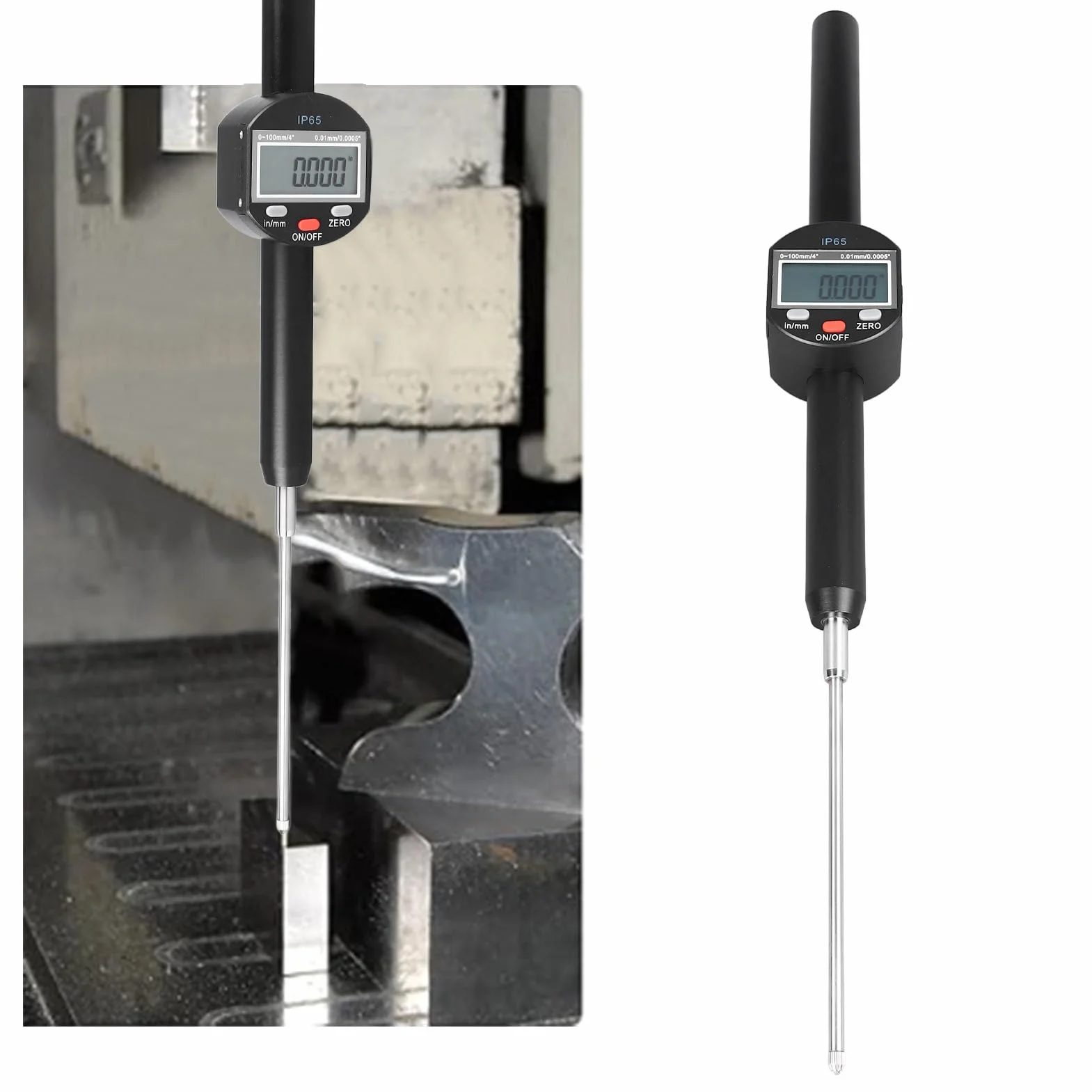 Reloj Comparador Digital, Alta Precisión de 0 a 100 mm Reloj Comparador Digital Electrónico Reloj Comparador Profesional Reloj Comparador IP65 Impermeable con Pantalla Digital