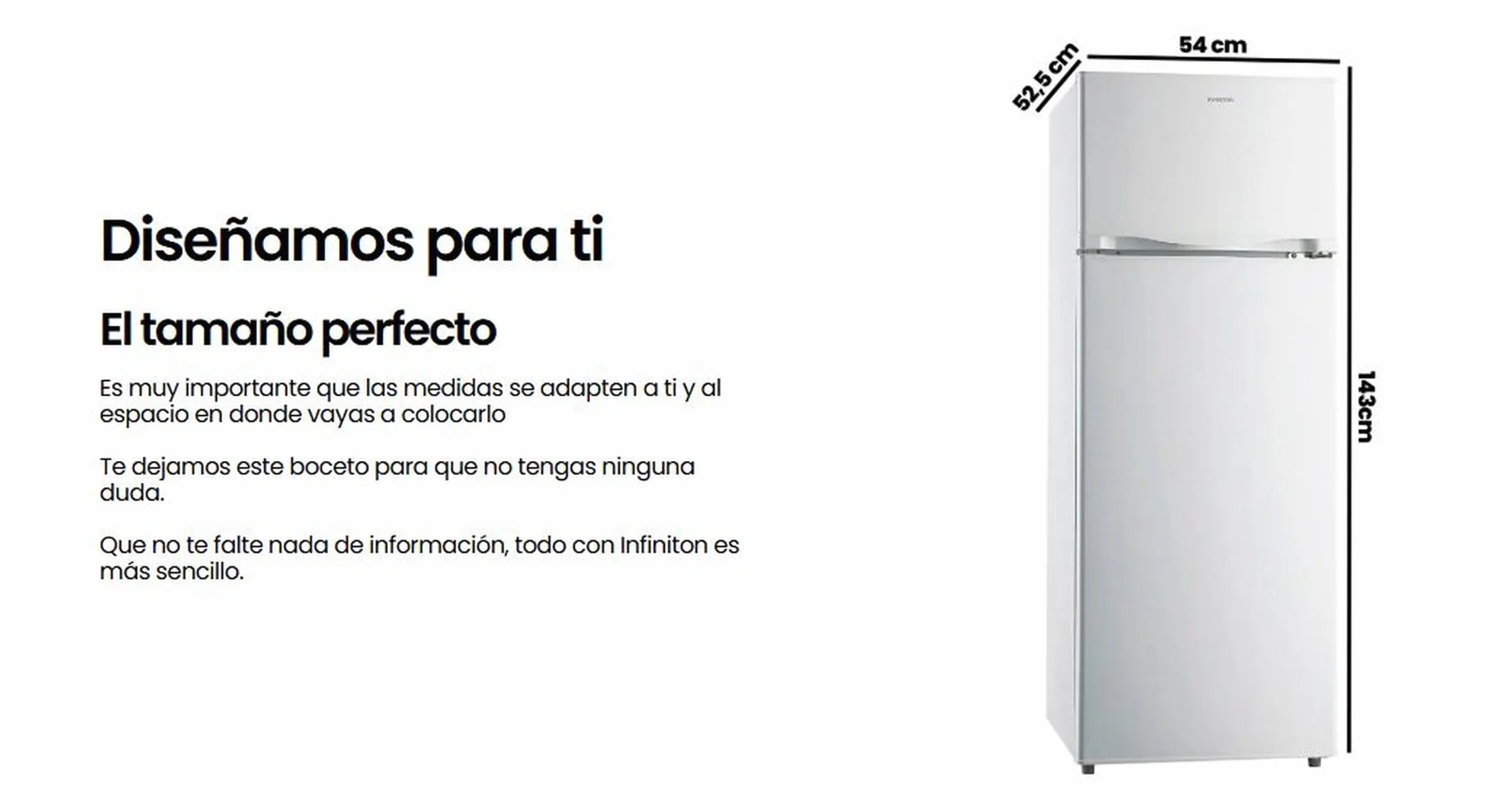 INFINITON Frigorifico Dos Puertas FG-A145B 200 Litros 143 cm Defrost LED Interior Blanco