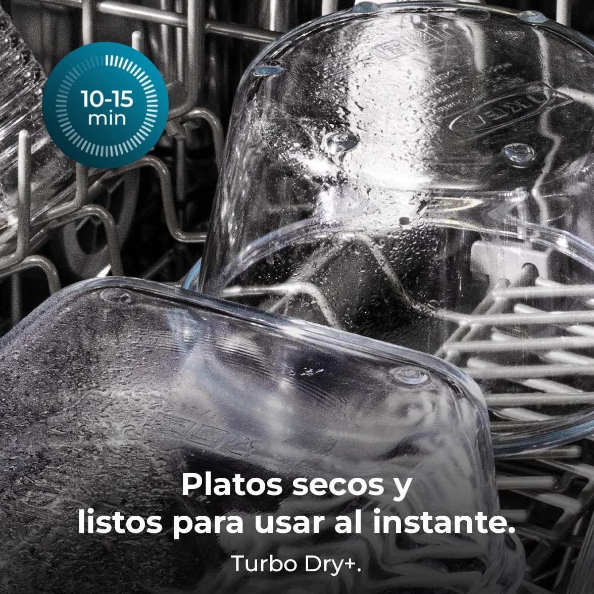 Cecotec Lavavajillas Compacto 60 cm Bolero Aguazero 6320 Inox D, 1900W, 15 Cubiertos, 8 Programas