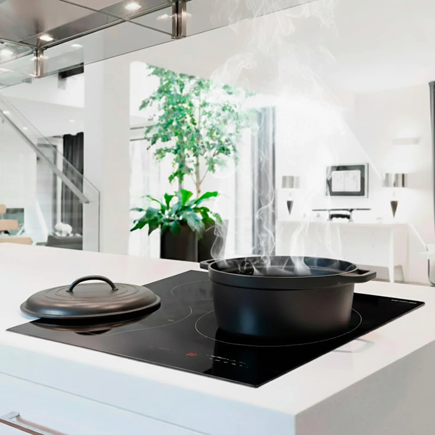 SIXHOME Placa de inducción 60 cm 7200 W 3 zonas Booster control táctil negro SXHPI60N1