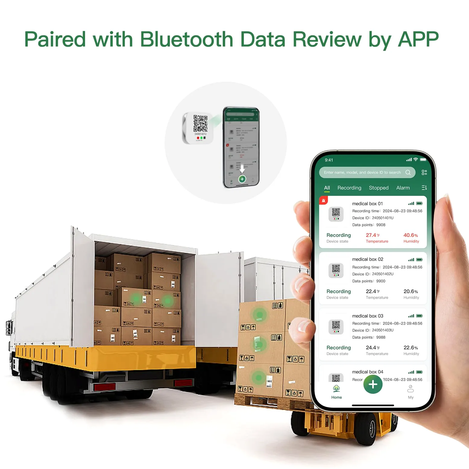 Freshliance - Registrador de datos Bluetooth de temperatura/humedad con visualización LED y batería reemplazable, BlueTag TH100, 2 paquetes
