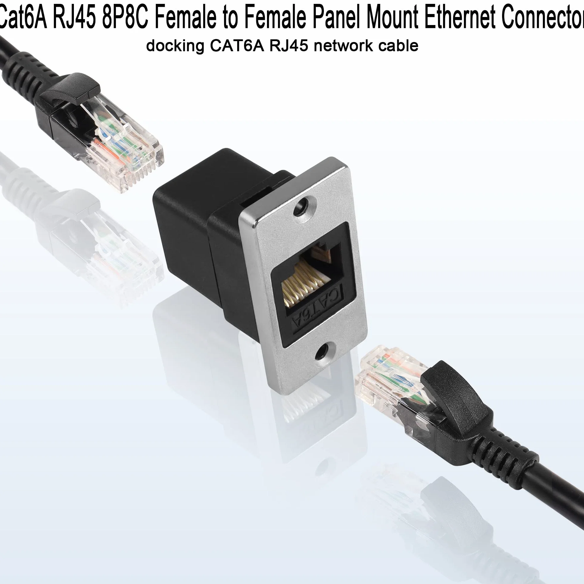QIANRENON RJ45 Cat6A Hembra a Hembra Adaptador de Red Rectangular Blindado