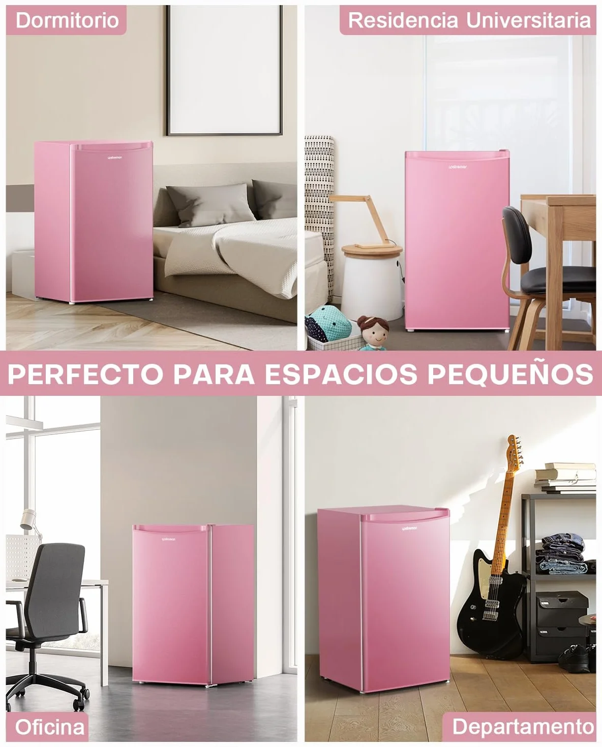 Upstreman Frigorífico con Congelador 91L Compacto Mini Nevera Eficiencia Energética E Silencioso BR321-rosa