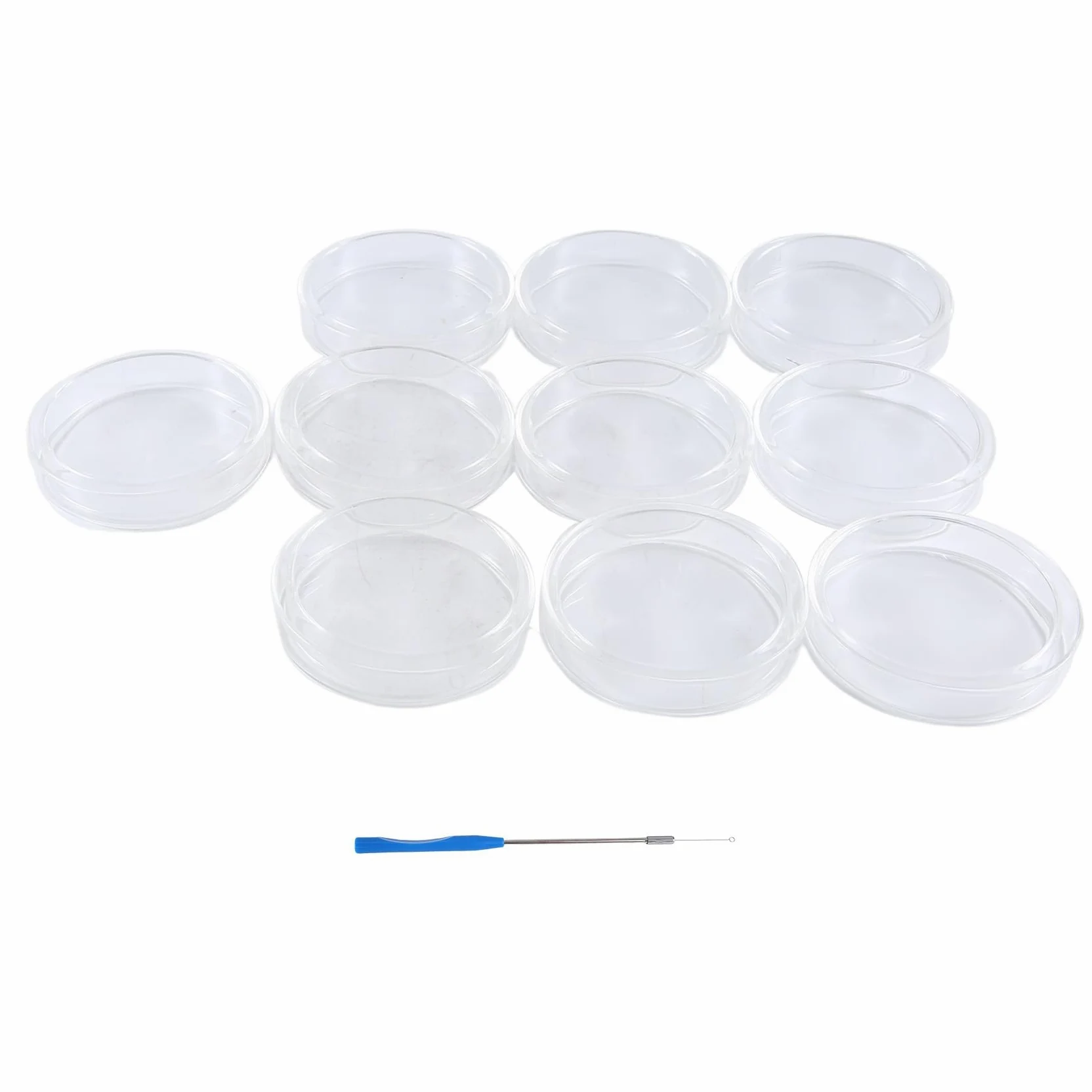 Placas de Petri de Vidrio de 90 Mm, 30 Placas de Petri de Laboratorio Esterilizables en Autoclave con Asa de InoculacióN, Esterilizables en Autoclave y Reutilizables