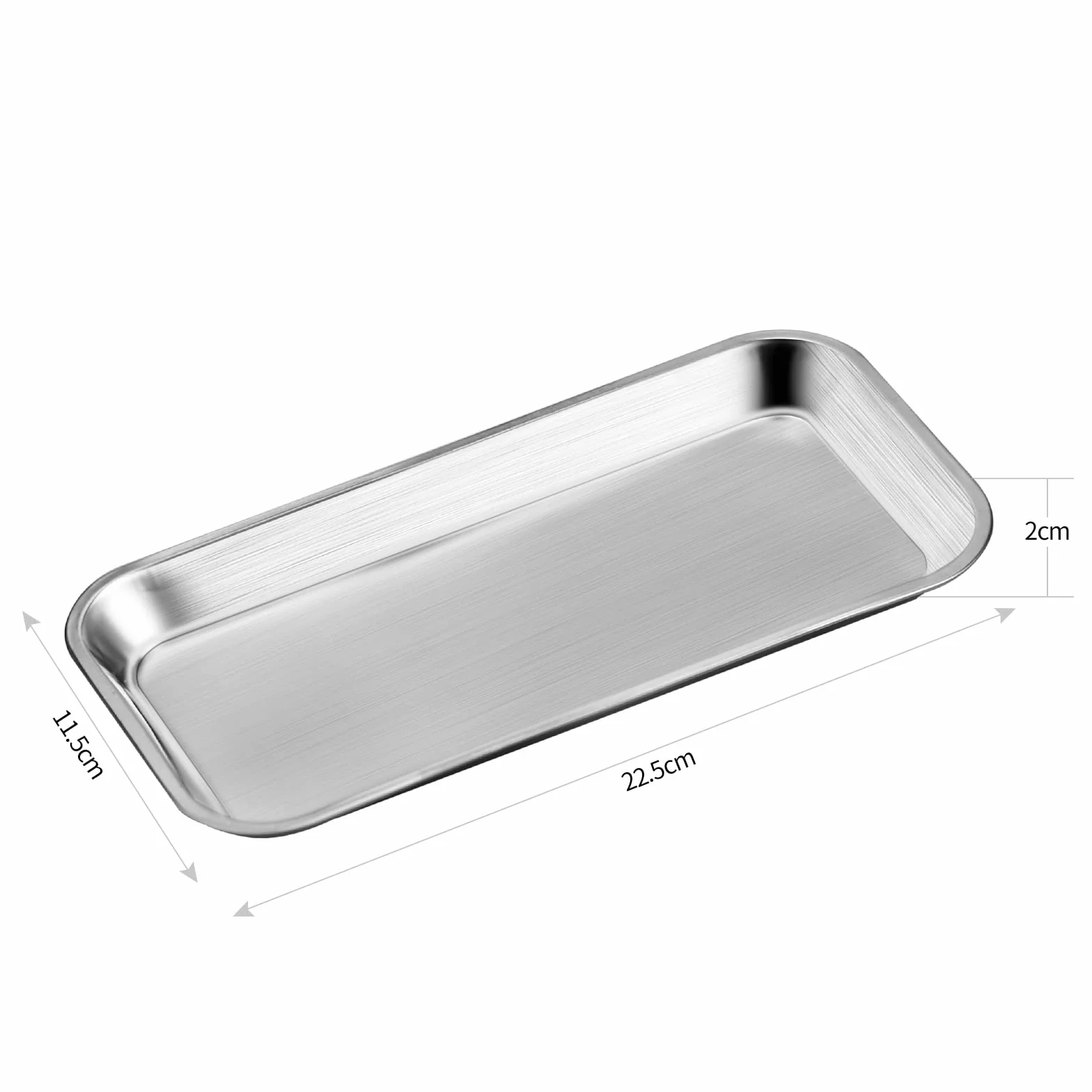 Bandeja de laboratorio acero inoxidable 22,5x11,5x2 cm paquete de 3