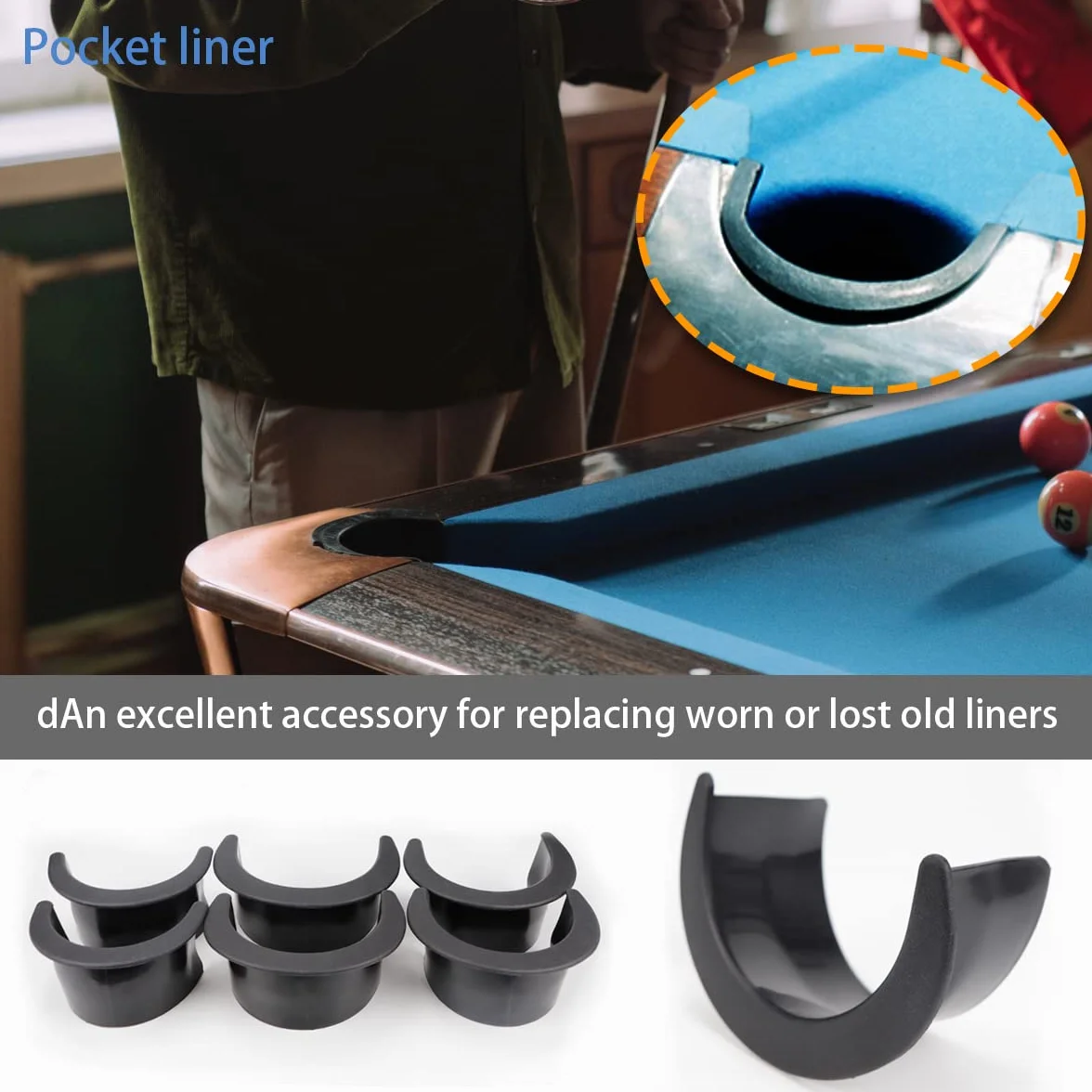 FERCAISH Forros de Agujeros de Billar, Juego de Accesorios de Plástico Duraderos para Mesa de Billar