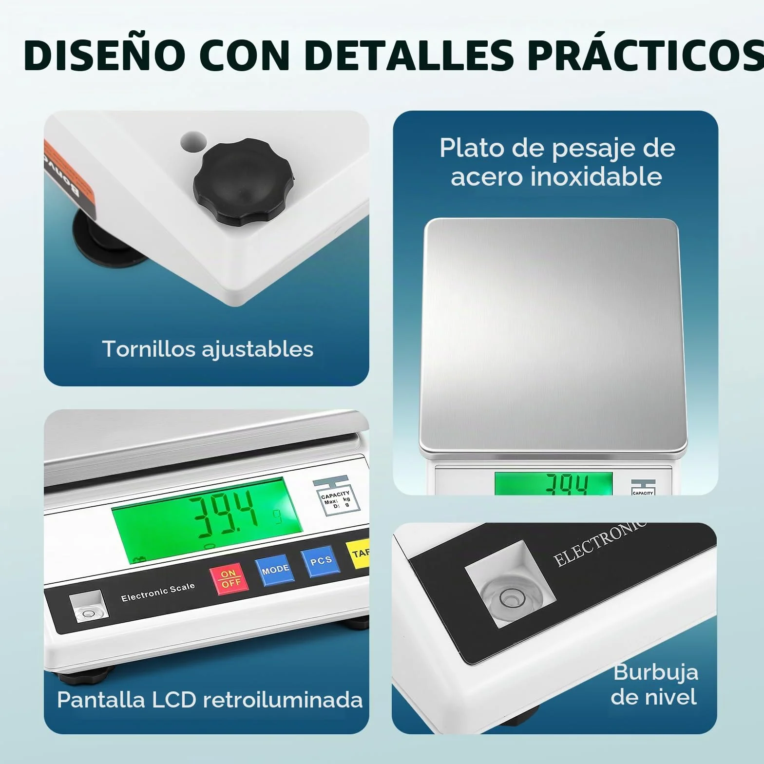 Bonvoisin Báscula de Precisión 7500/0.1 g, Balanza Cuentapiezas Laboratorio Digital Electrónica Analítica con Certificación CE, Función de Conteo y Tara, Acero Inoxidable, Batería y Cargador (0.1g)