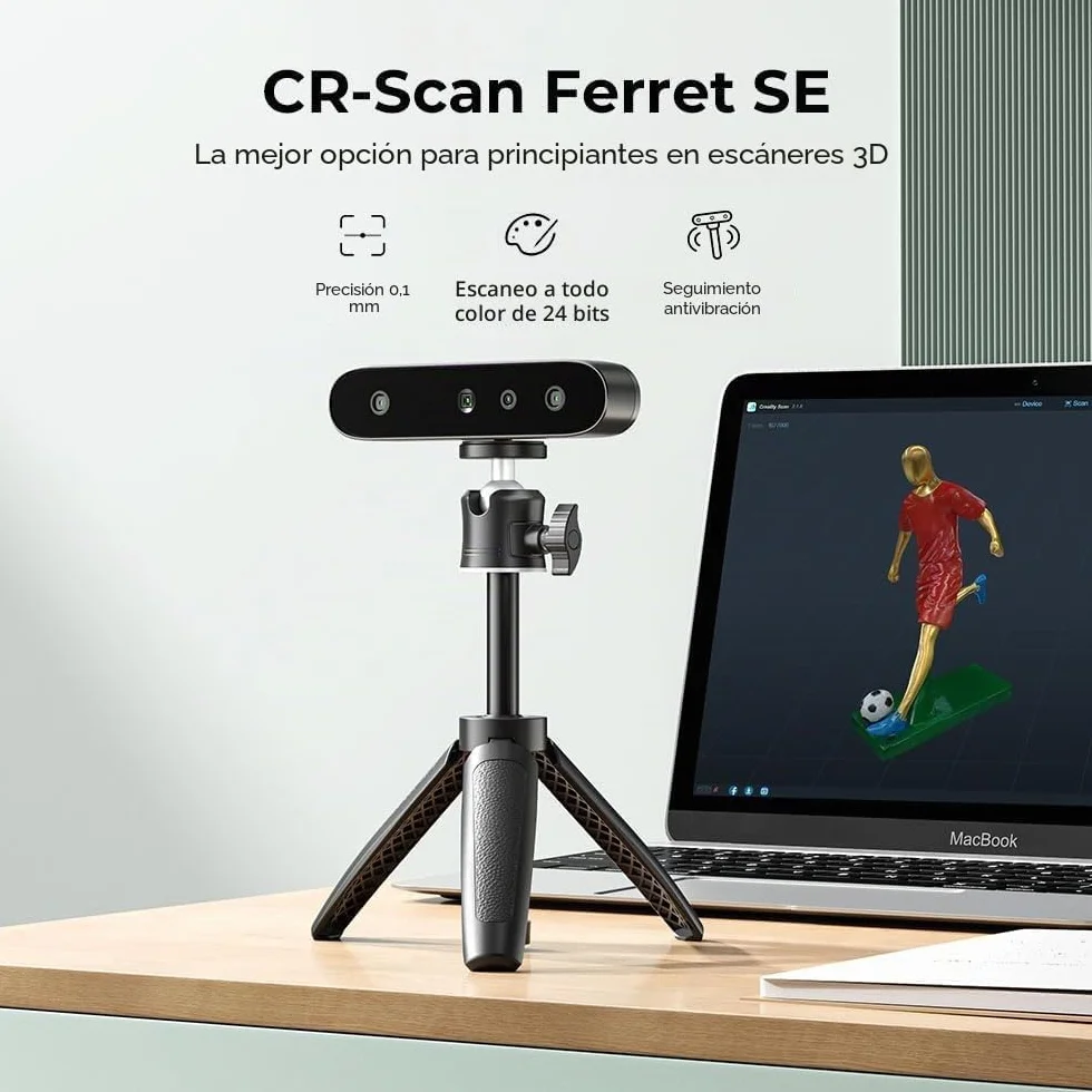 Creality Ferret SE Escáner 3D CR-Scan para impresión 3D Upgrade Handscanner 30 FPS Velocidad de escaneo 0.1 mm Precisión ASIC Chipset Dual Mode Full Color para PC Win 10/11