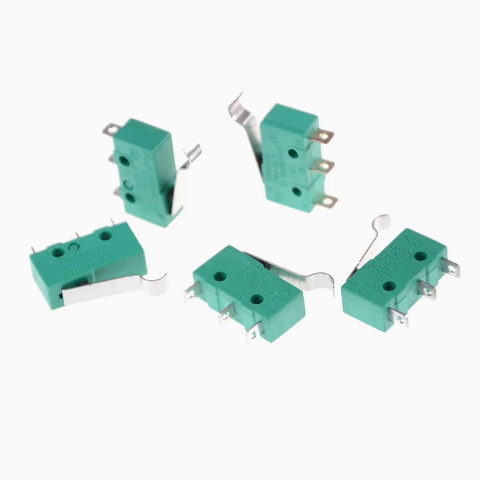 Interruptores industriales Interruptores micro táctiles de 3 pines NO + NC 5A 125VAC 250VAC Mini interruptor de límite Microinterruptores Microinterruptores con palanca de bisagra 5pcs Interruptores