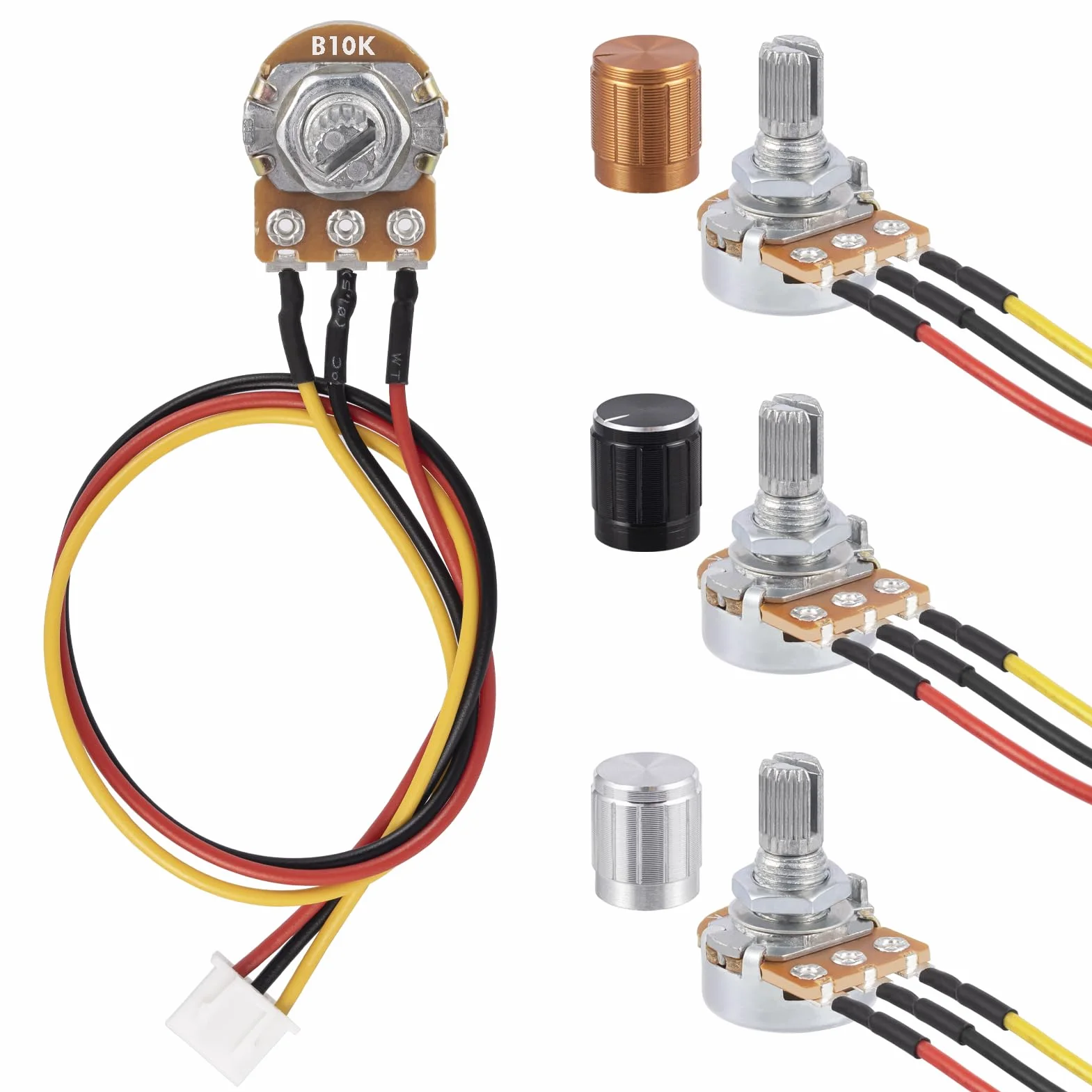 WH148 B10K 10K Ohm Potenciómetro Lineal Rotativo Cónico 3 Piezas con Cable