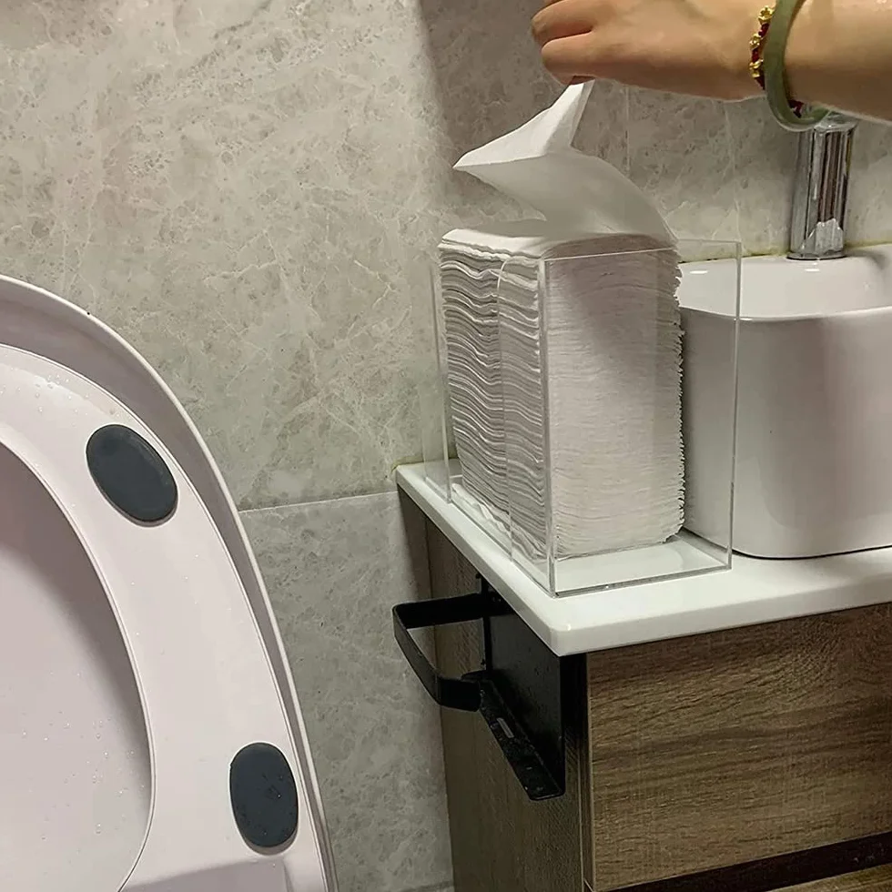 Soporte transparente para servilletas de papel para encimera, toallas plegables en Z, C o multipliegues