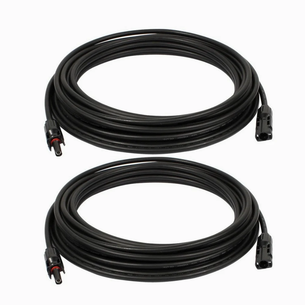 Mc4 - Juego de adaptadores para paneles solares (PV1-F, 5 m, 10 AWG, 32 A, 6 mm2, conectores macho)