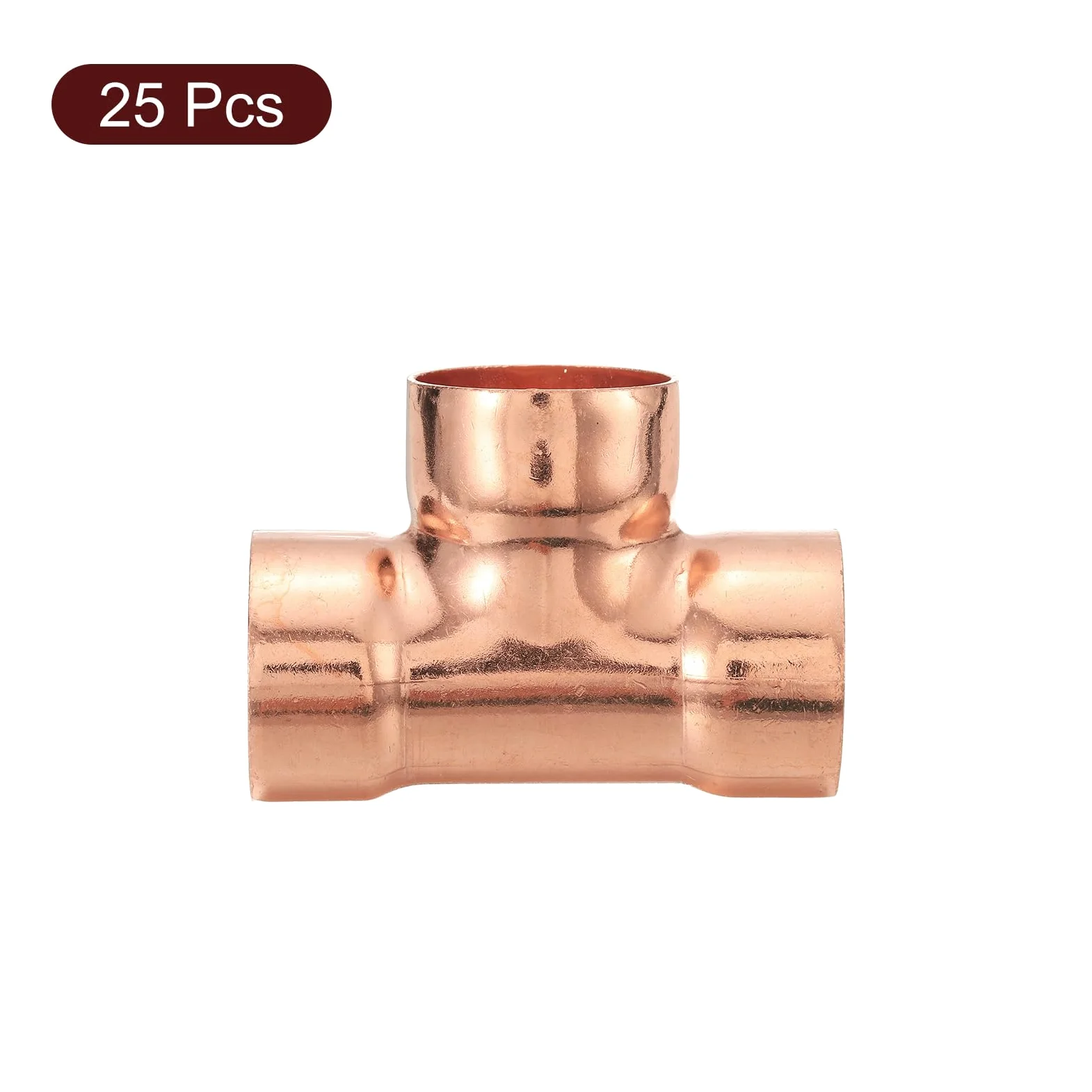uxcell 25 conectores de cobre reductores de presión en T de 1 x 1 pulgada para suministro de fontanería y refrigeración
