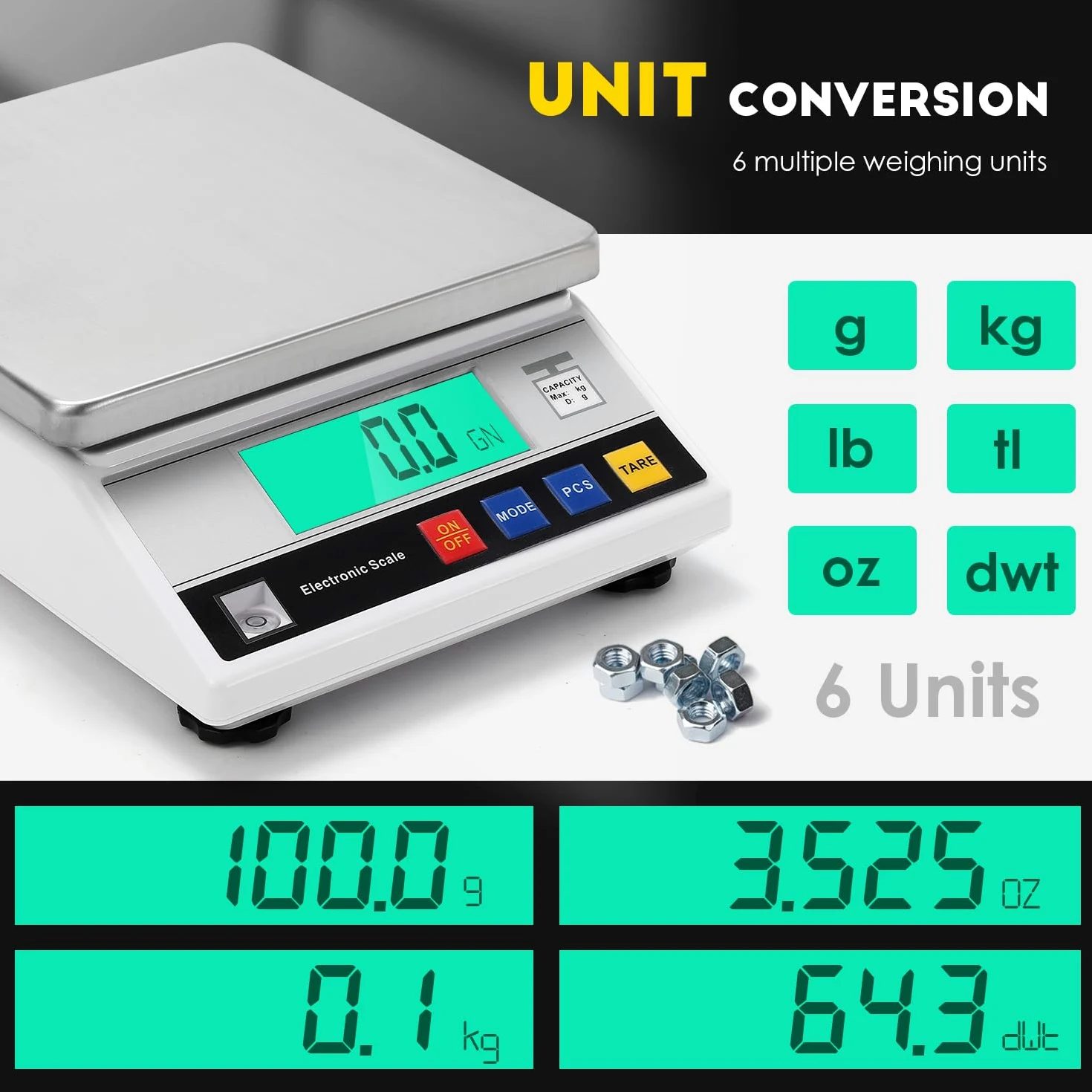 CGOLDENWALL Balanza Analítica Científica de Alta Precisión de 0.1g Digital Electrónica Báscula de de Laboratorio Inteligente Industrial con Función de conteo y Tara Ideal para Lab Joyería(3kg, 0.1g)