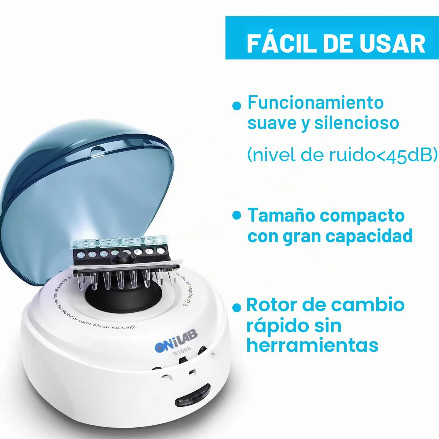 ONiLAB Centrífuga Microcentrífuga de Palma 7000RPM 2 Rotores para 8 x 0.2/0.5/1.5/2.0 ml y 32 PCR Tiras