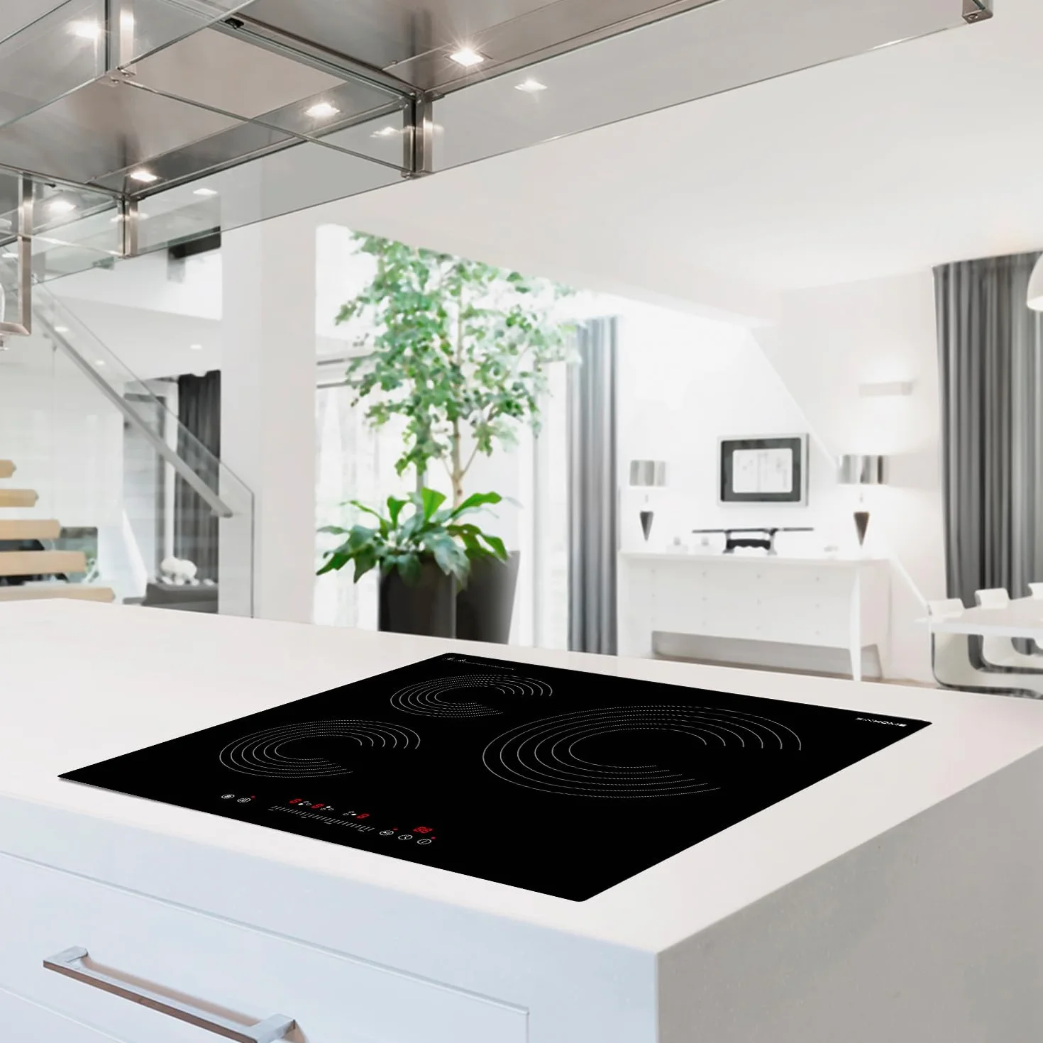 SIXHOME Placa de inducción 60 cm 7200 W 3 zonas Booster control táctil negro SXHPI60N1