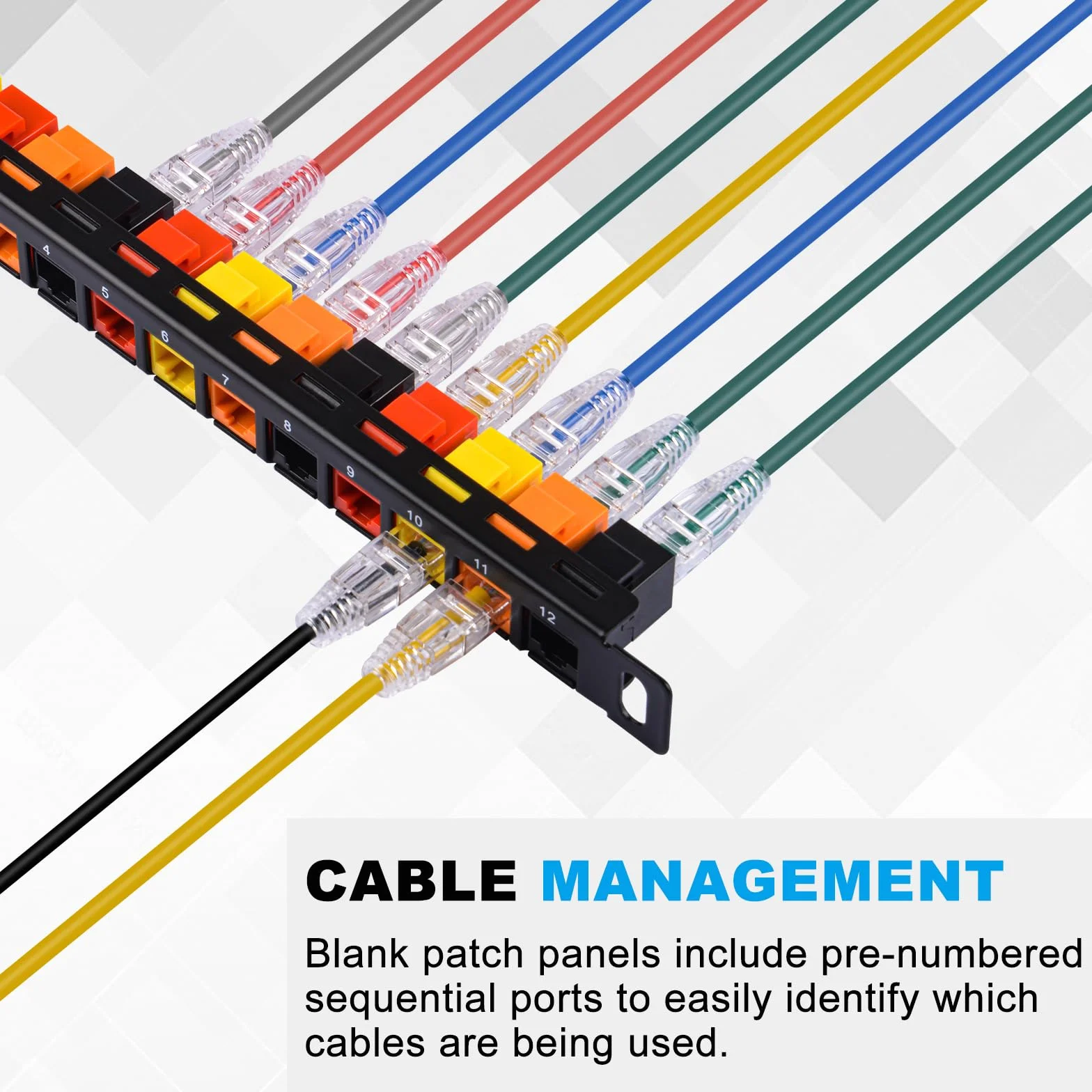 GeeekPi Panel de conexión de 10" 0,5U 12 Puertos Cat6 RJ45 para Gabinetes de Red