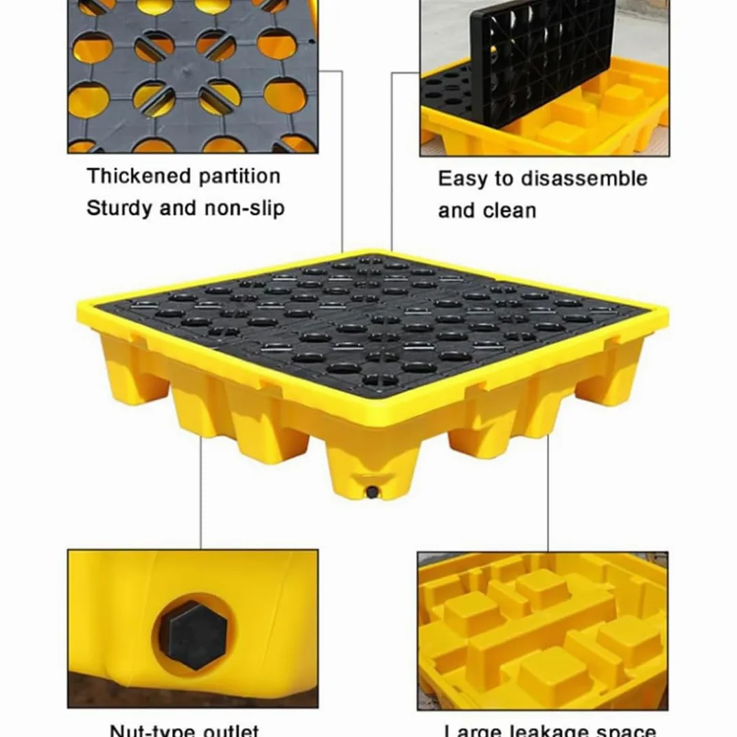 Bandeja de contención de derrames, plataforma a prueba de fugas para tambores de aceite y químicos, paleta duradera de prevención de derrames para control de peligros y gestión eficaz de derrames