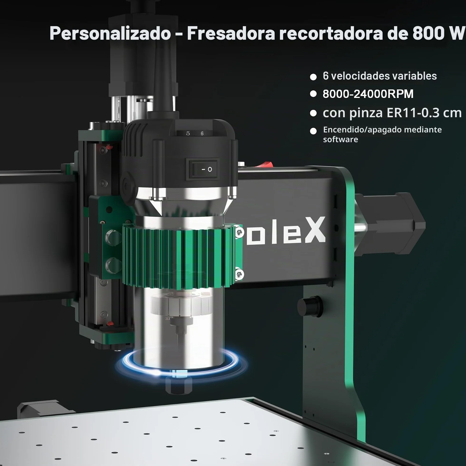 Fresadora CNC 3060-Evo Max, hecha de metal con doble eje XYZ, guías lineales de acero con fresa superior de 800 W, ideal para cortar aluminio, latón, acero