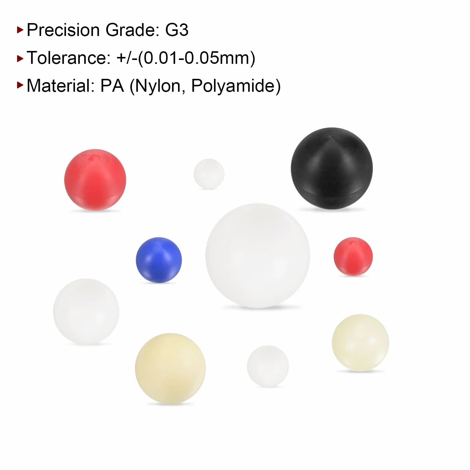 sourcing map 2szt PA66 Nylon Sólido Plástico Bolas 1/2" G3 Precisión Rodamiento Bola