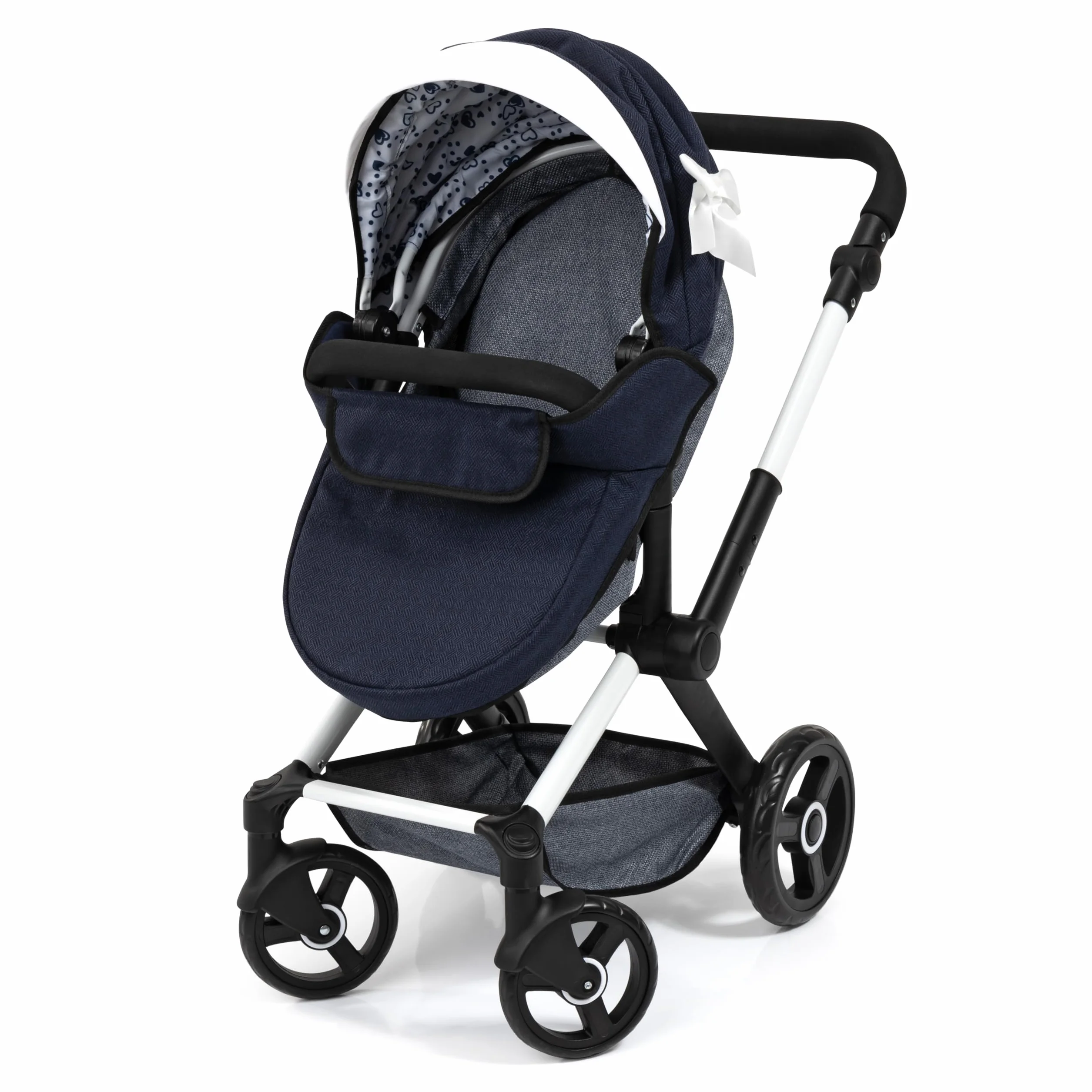 Bayer Design Cochecito de muñeca Xeo, Carro para muñecas, Bolsa, Convertible, Regulable en Altura