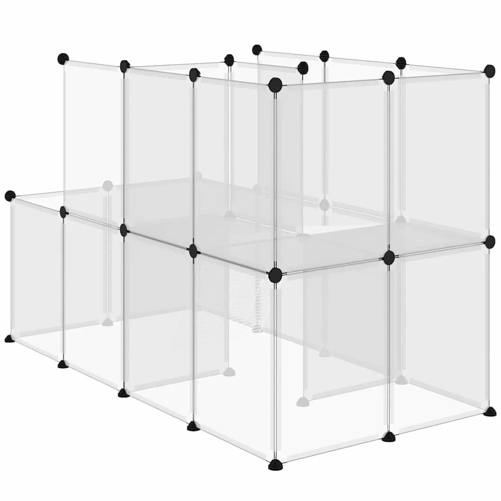 Jaula para animales pequeños, 142 x 74 x 93 cm, Recinto PP y acero con plataforma y escalera, espacio de ejercicio para conejos, hámsters, conejillos de indias, fácil de montar
