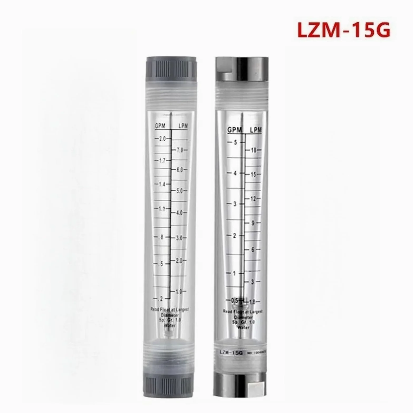 Medidor de caudal de líquido con Interfaz de Junta de plástico y Acero Inoxidable 304 LZM-15G, rotámetro de caudal de Aire Tipo Tubo de Agua(1-7LPM Liquid,Sus 304)