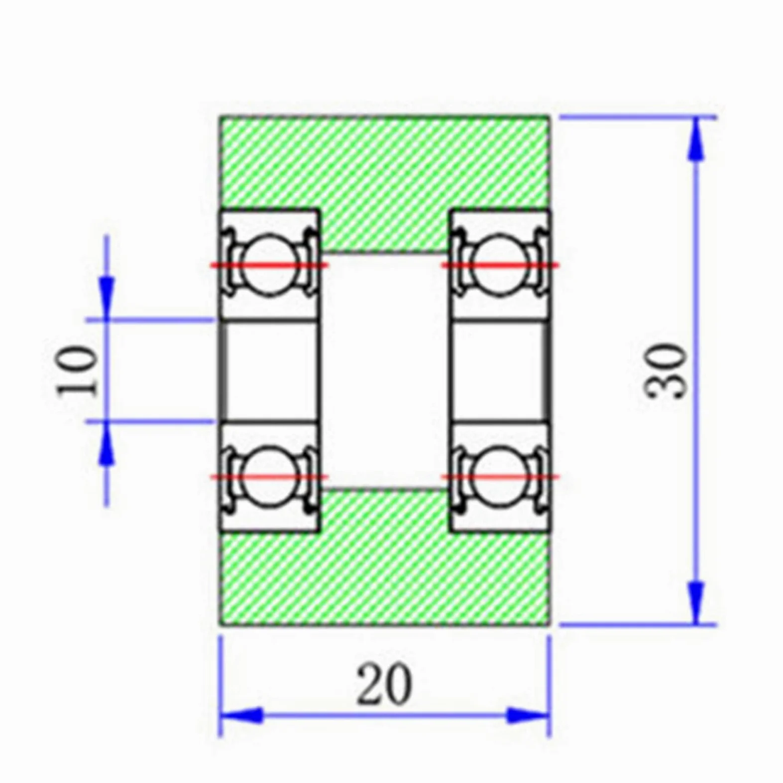 Productos de transmisión potencia, rodamiento PU 6800, eje 10 x 30 20 mm, rodillo polea con dos rodamientos, poliuretano bajo ruido for máquinas expendedoras, bolas(10Pcs)