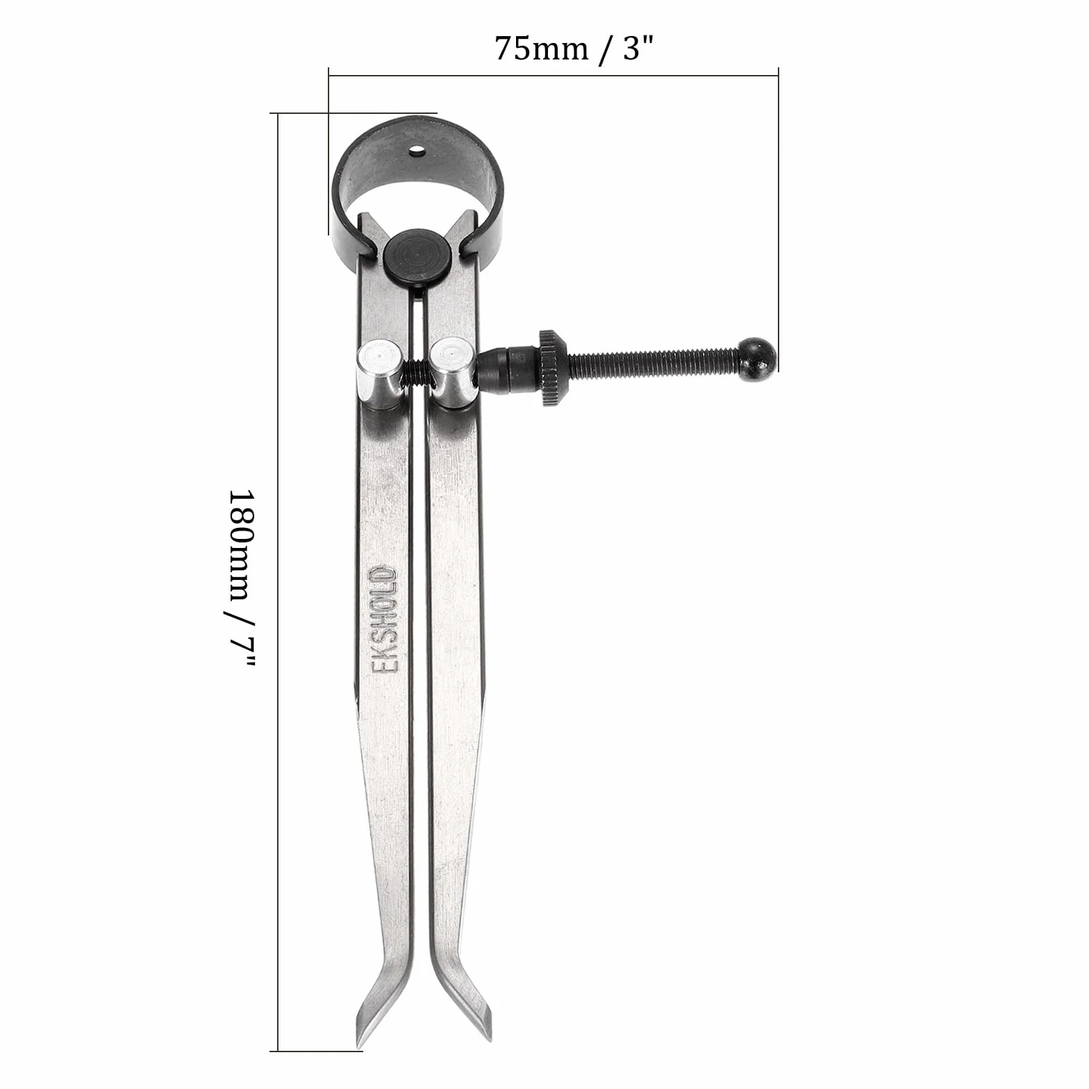 Calibrador Interno de Resorte de Acero Inoxidable 7" Herramienta de Medición Plateado