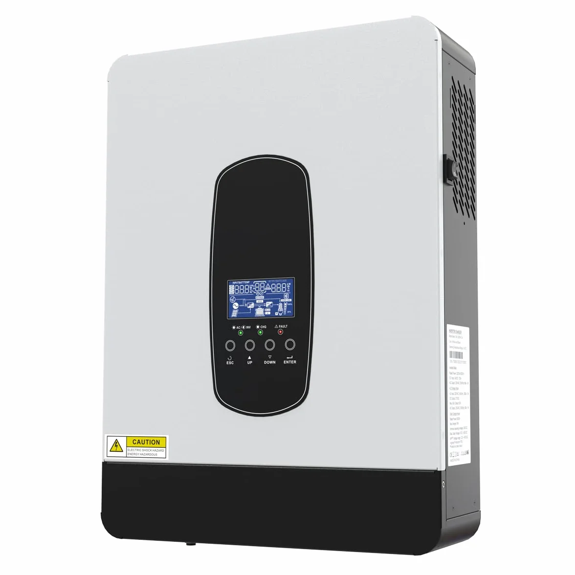Inversor solar híbrido de 2200 W, CC 12 V a CA 230 V, entrada DC55 – 450 V, adecuado para 12 V, inversor sinusoidal puro con cargador solar MPPT de 80 A + cargador de CA