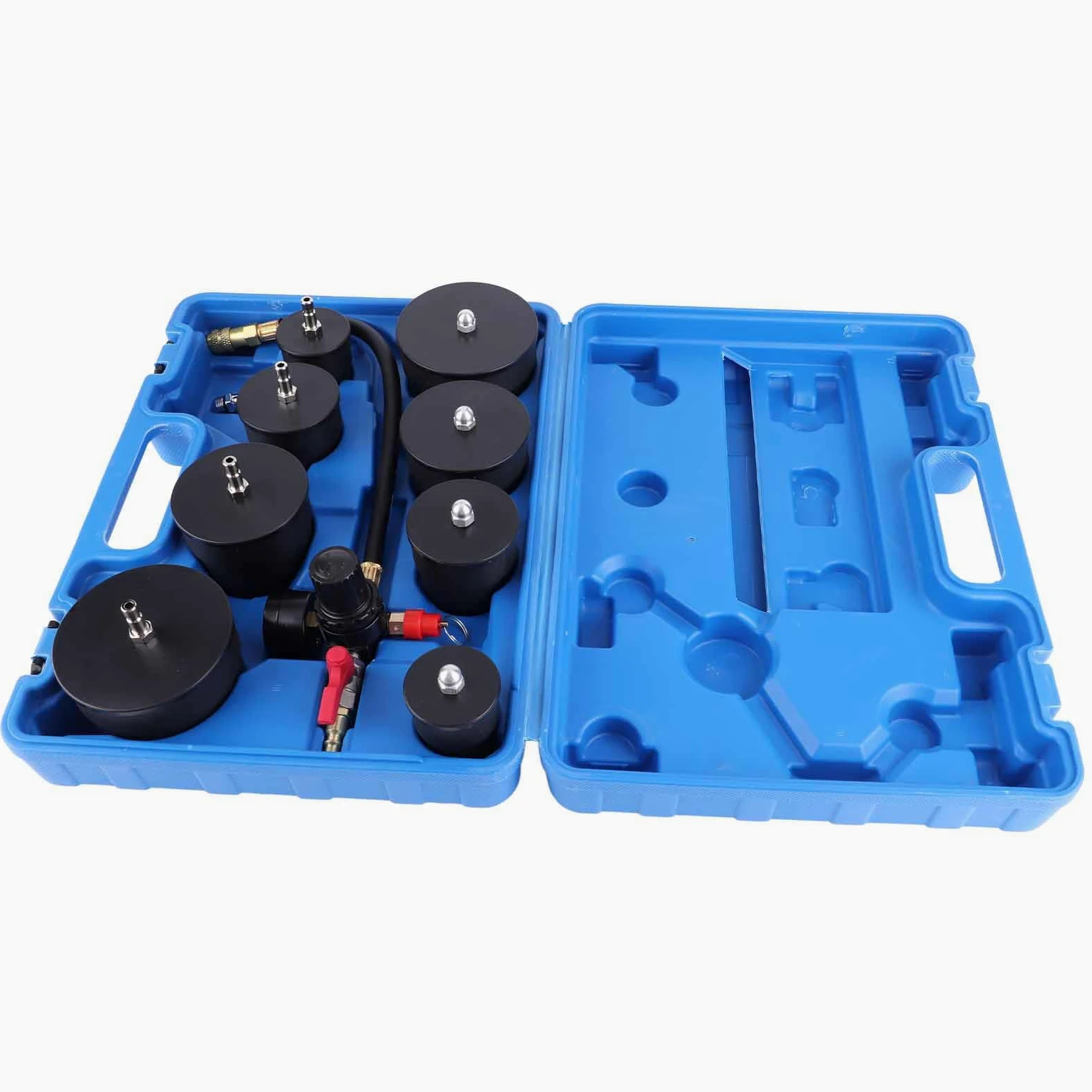 Kit de prueba de fugas del turbo de 9 piezas, probador de fugas de sobrealimentación de turbocompresor con manómetro de 0 a 6 bares, incluye 4 adaptadores escalonados para