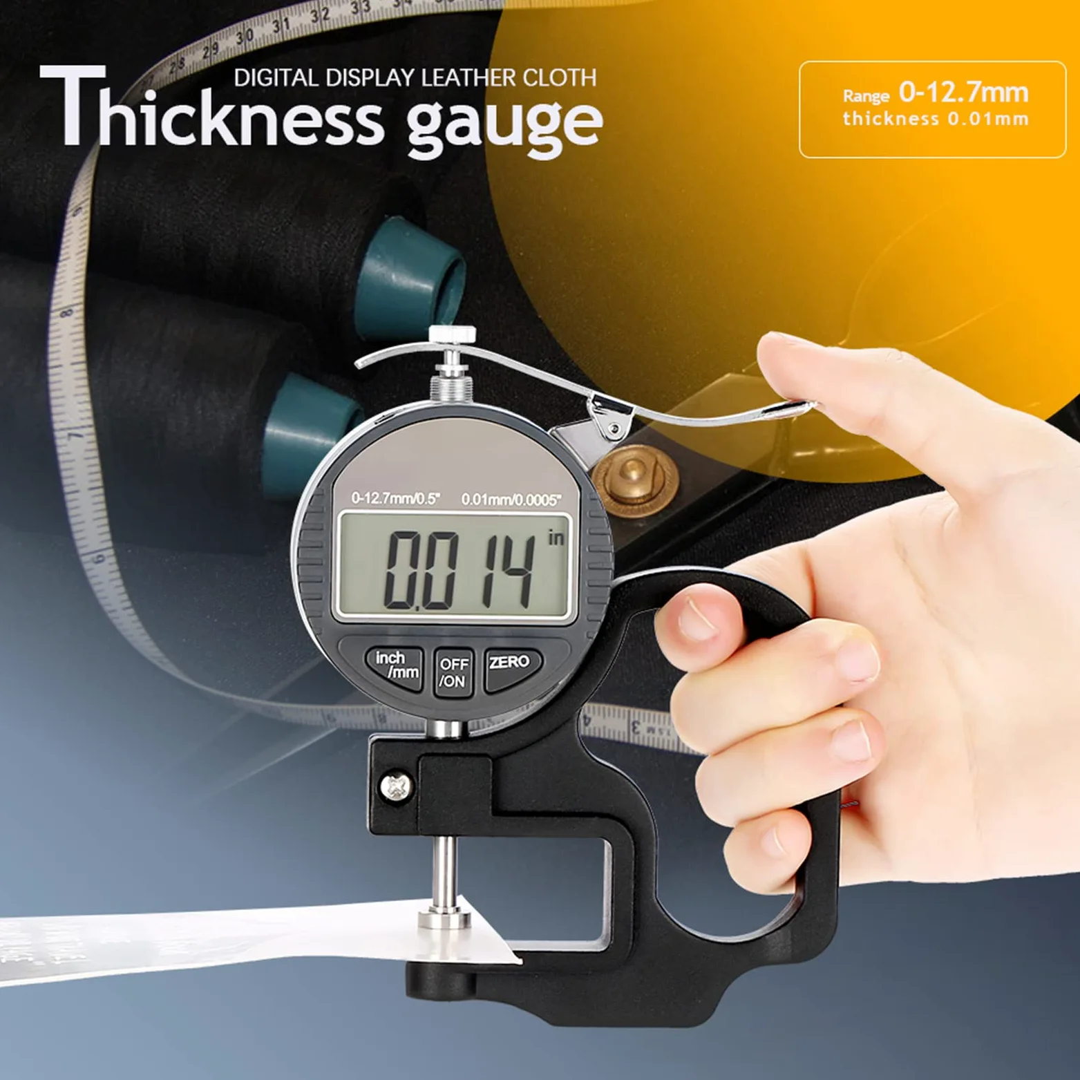 Medidor de Espesor con Pantalla Digital de 3 Piezas, Herramienta de Medición de Medidor de Espesor de Tela de Cuero de Papel, Rango de Medición de 0 a 12,7 Mm, Precisión de 0,01 Mm