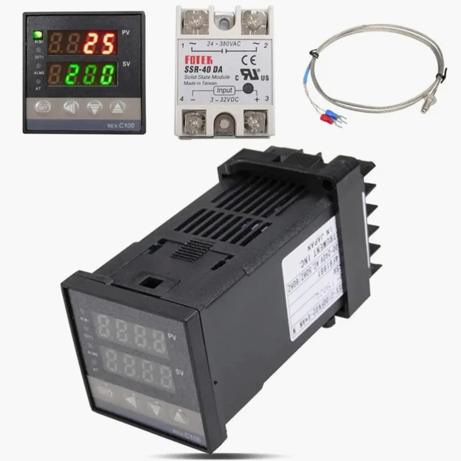 REX-C100 110V a 240V 0 a 1300 grados Sonda de temperatura Alarma Kits de controlador de temperatura PID digital con sensor de sonda tipo K(0-1300 Degree)