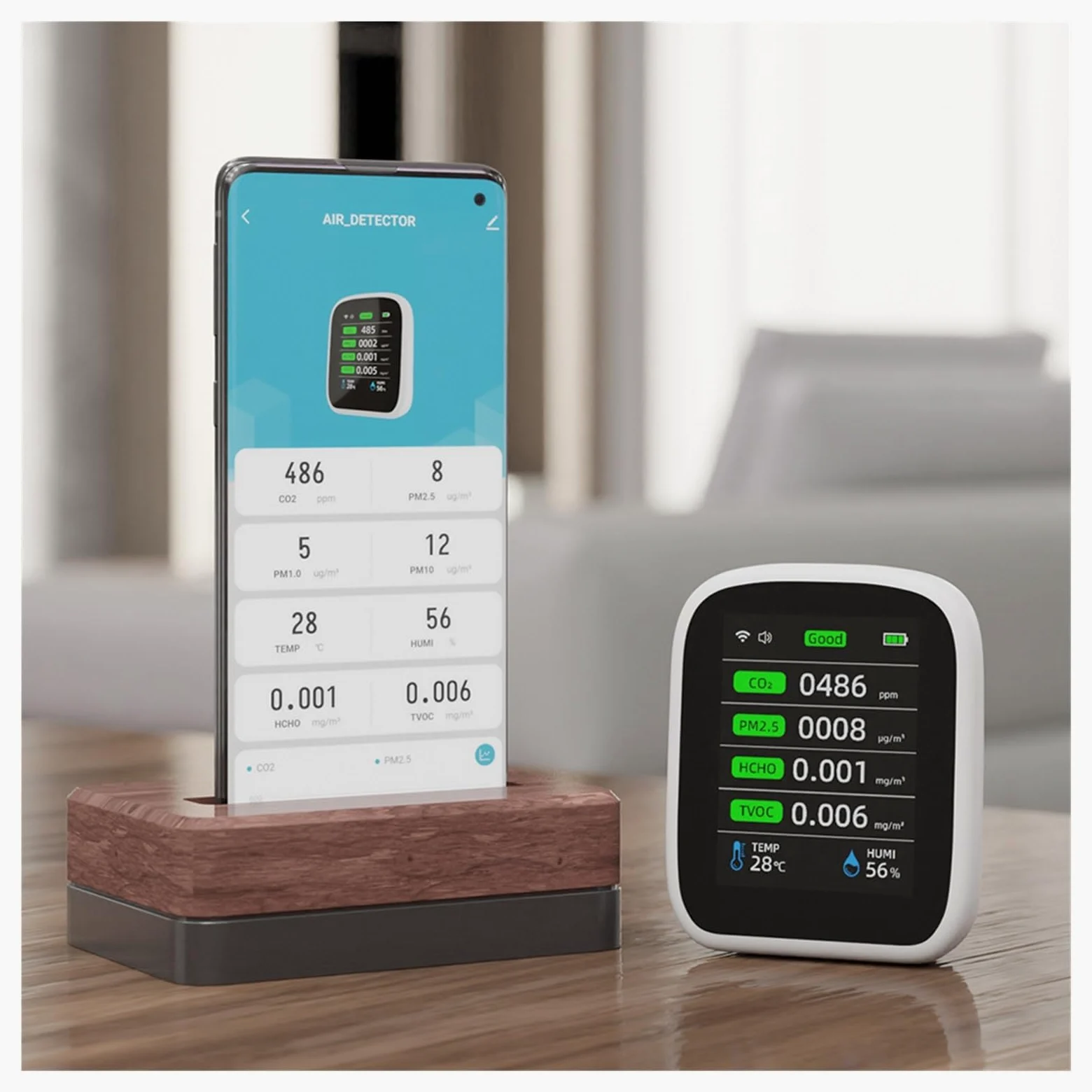 Medidor de Calidad del Aire 8 en 1 Tuy PM1.0 PM2.5 PM10 CO2 TVOC HCHO probador de Temperatura y Humedad Detector de dióxido de Carbono