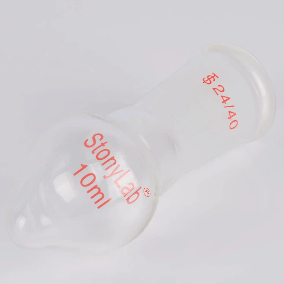 Stonylab Matraz de Recuperación de Vidrio Borosilicato, Cuello Único, Junta Cónica 24/40 Estándar, Forma de Pera, 10 ml