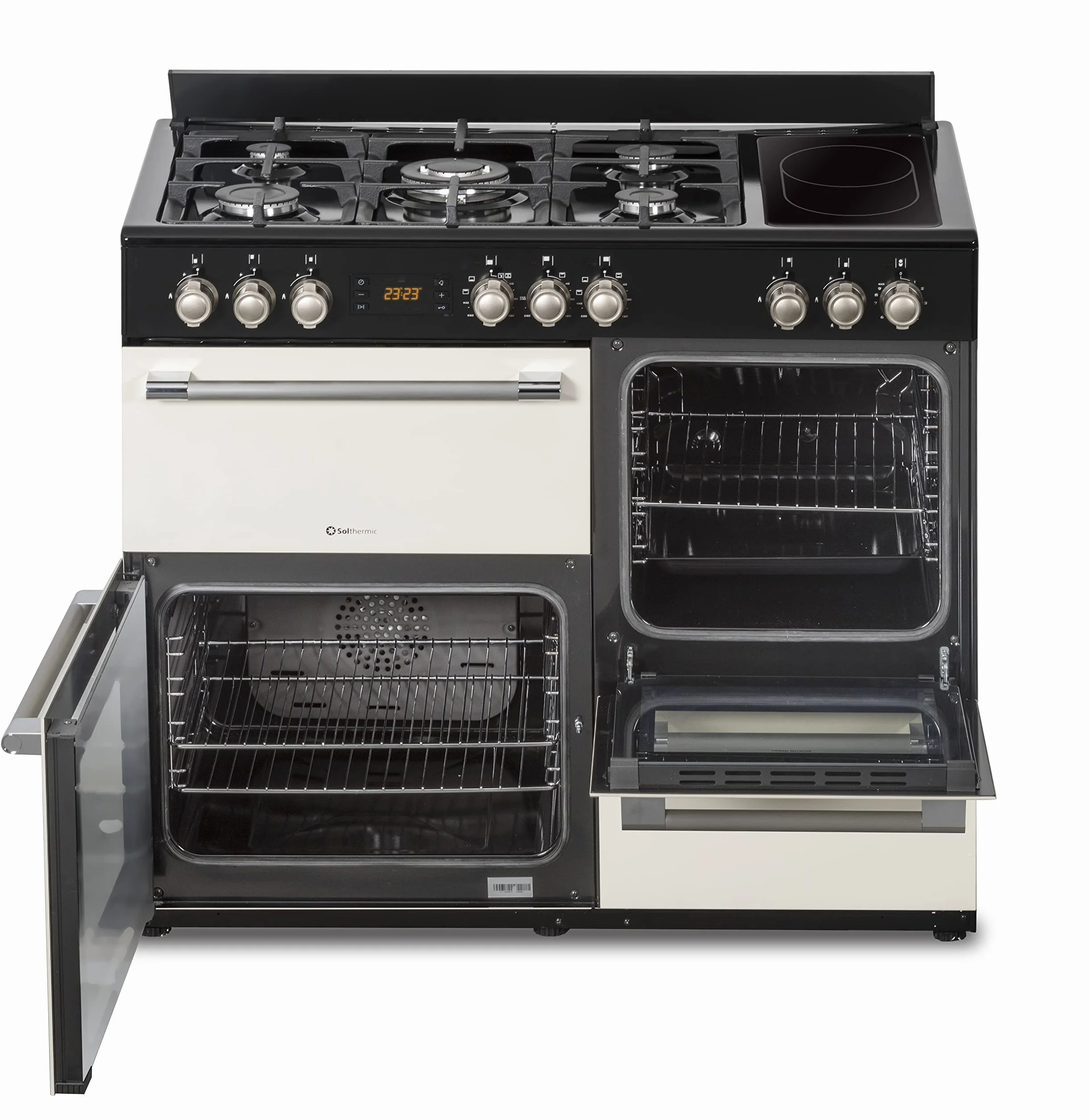 SOLTHERMIC RANGE3HOR COCINA MIXTA PROFESIONAL 5 FUEGOS GAS 2 VITRO 3 HORNOS TEMPORIZADOR TURBO