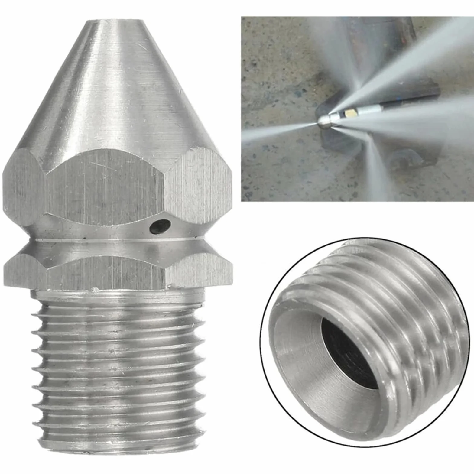 Boquilla de Limpieza de Alcantarillado Tubería de Limpieza de Alcantarillado a Presión Limpieza de La Boquilla de Drenaje de Acero Inoxidable Limpieza de Alcantarillado por Presión 1/4 Cable Exterior