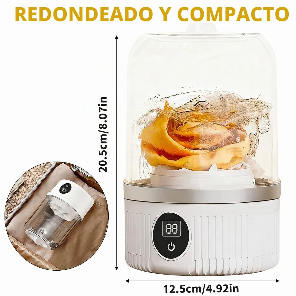 Mini Lavadora Portátil 1L, Lavadora de Ropa Interior Inalámbrica Recargable Impermeable para Viaje