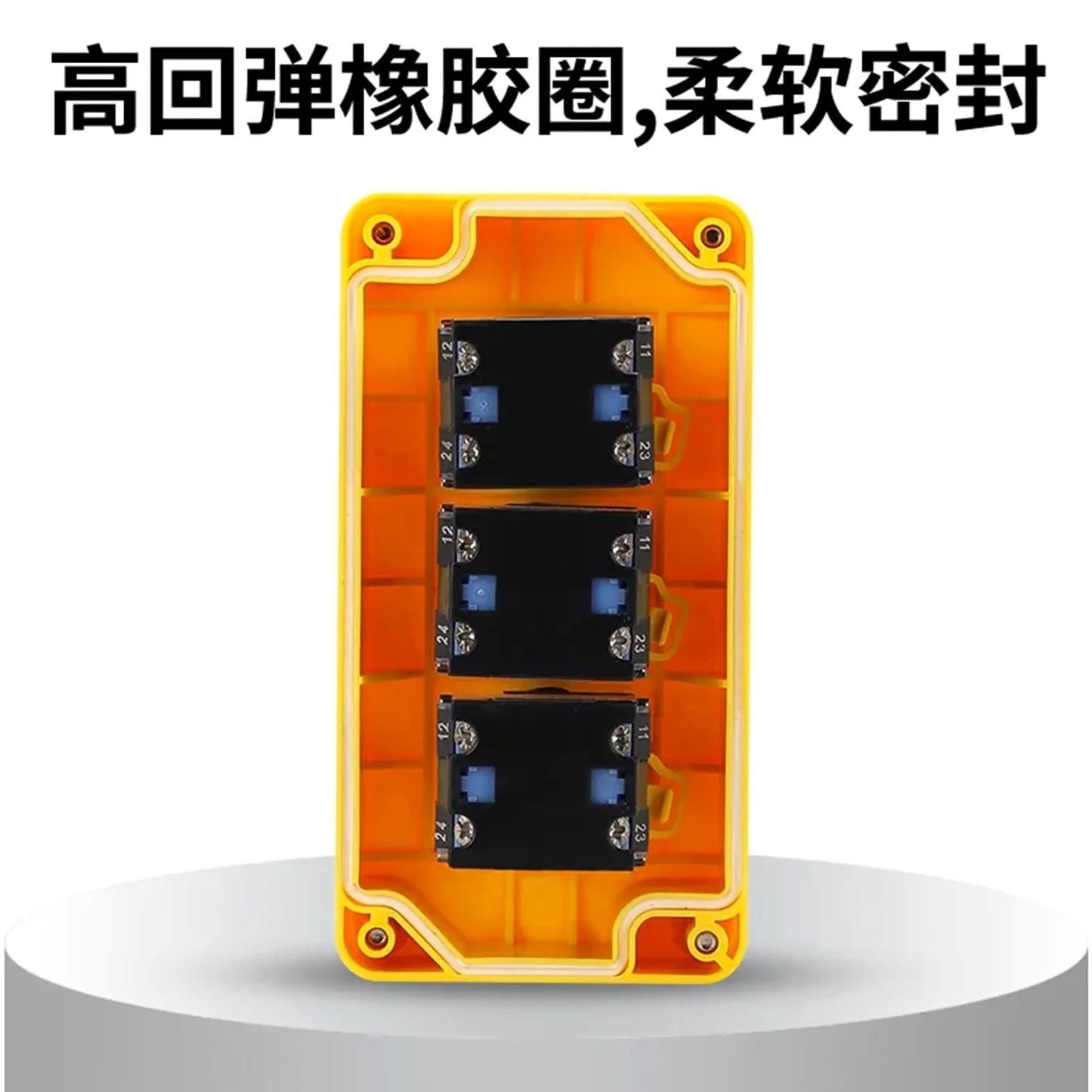 1 Unidad de Interruptor de botón LA38 Impermeable, Caja de Control a Prueba de Polvo, 3 Orificios, botón pulsador, Perilla de Parada de Emergencia, Carcasa Amarilla, luz.(Indicator Light)