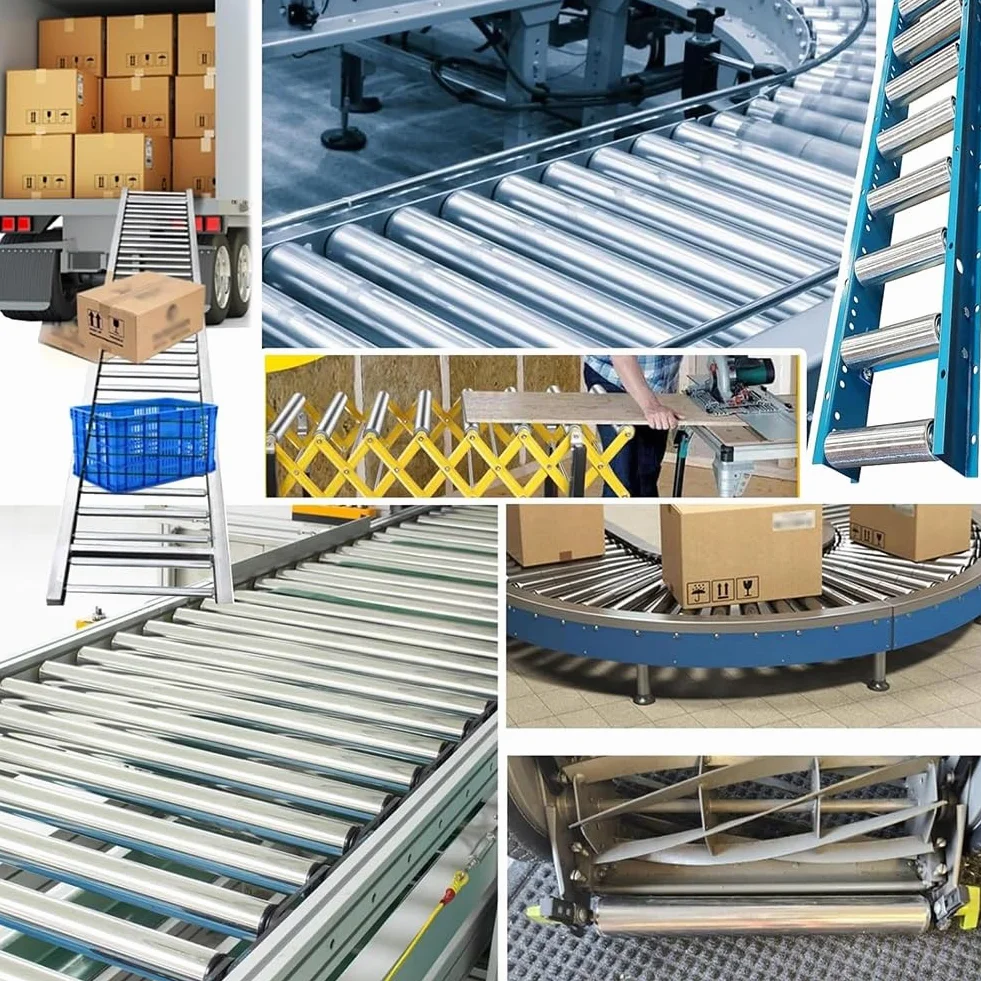 10 Piezas Rodillo Transportador, Acero Inoxidable Industrial Pieza De Recambio De Transmisión - Extremo Galvanizado - Para Manipulación De Material En Fábrica(Silver-60mm,500mm)