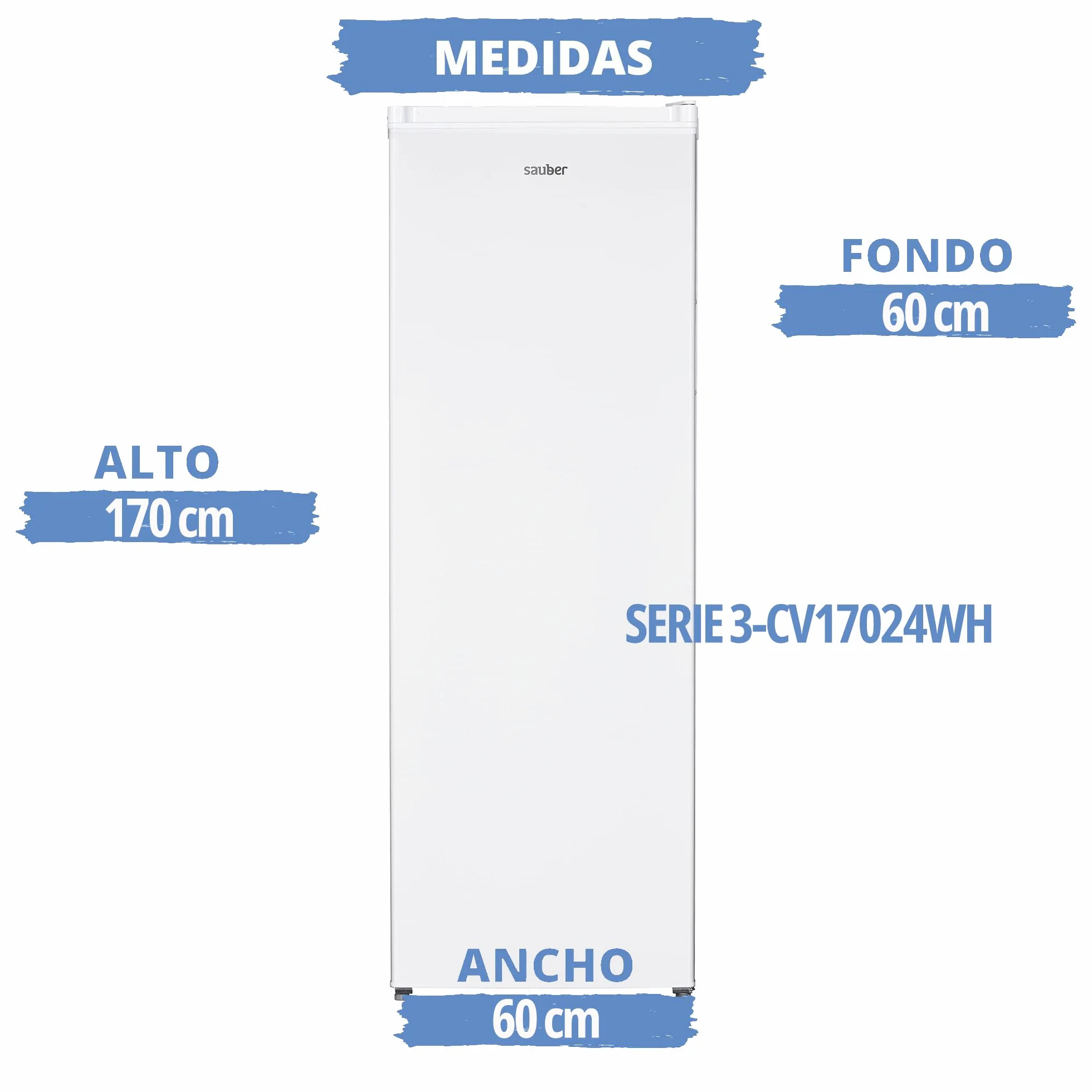 Sauber Congelador Vertical una Puerta SERIE 3-CV17024WH 170x60 cm 7 Cajones 242 Litros