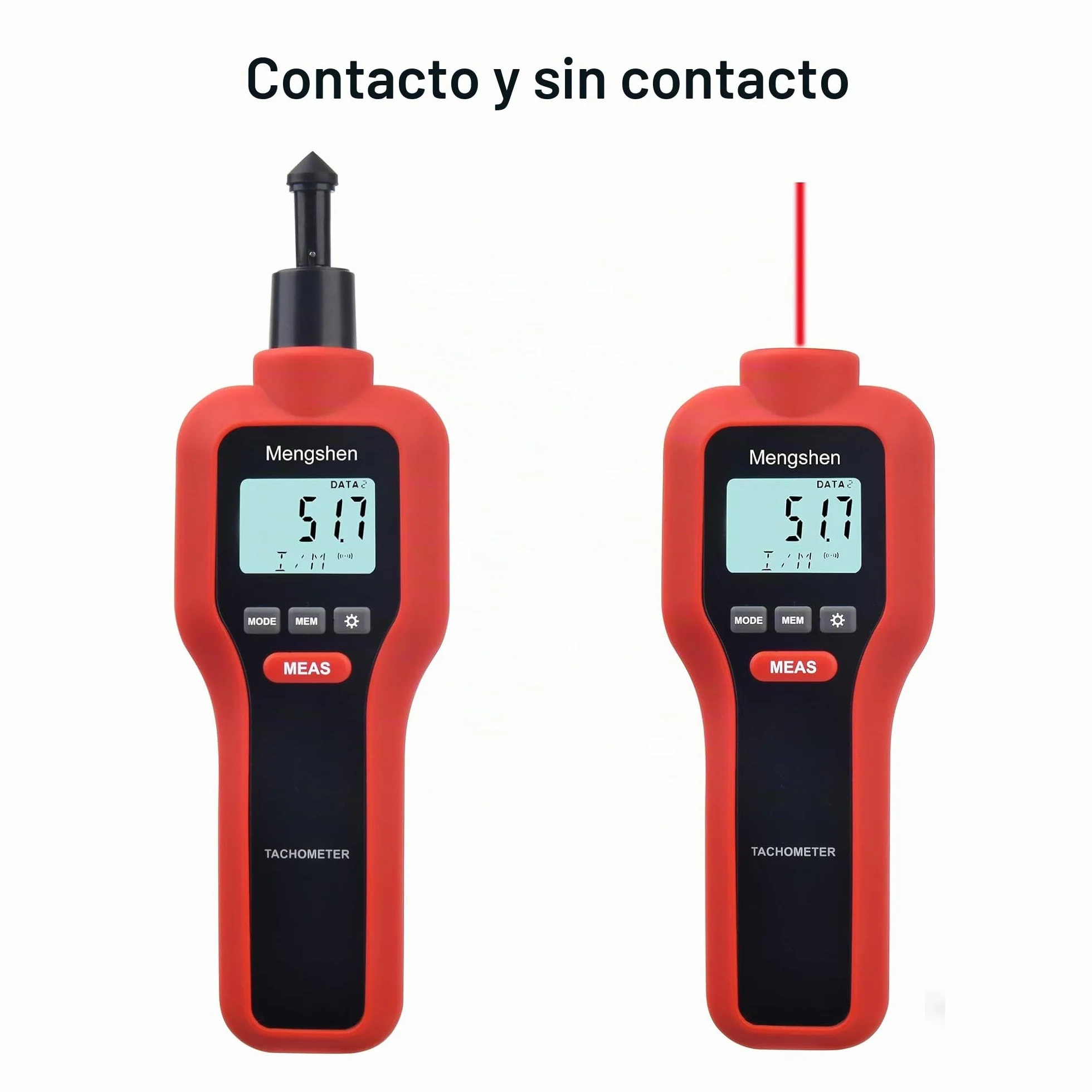 Mengshen Tacómetro Digital 2 en 1 Medidor de Velocidad Sin Contacto y Contacto