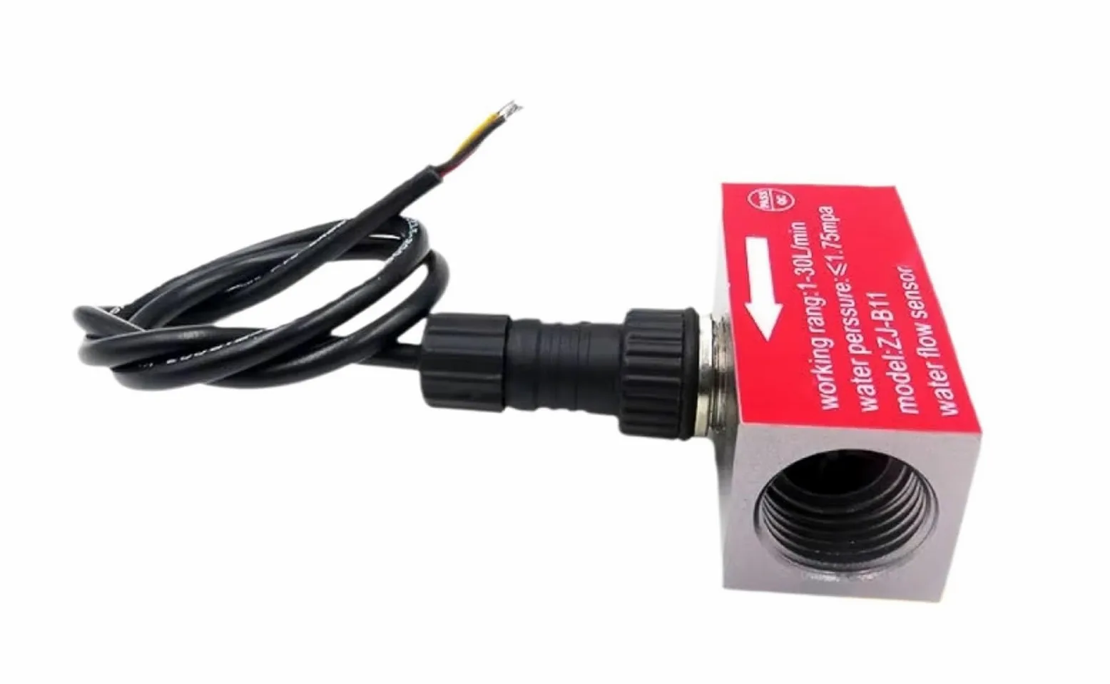 Medidor de flujo compacto de microturbina de 1 a 30 l/min, sensor de flujo de agua de efecto de aluminio, salida de pulso de rosca de 1/2 pulgadas, industrial