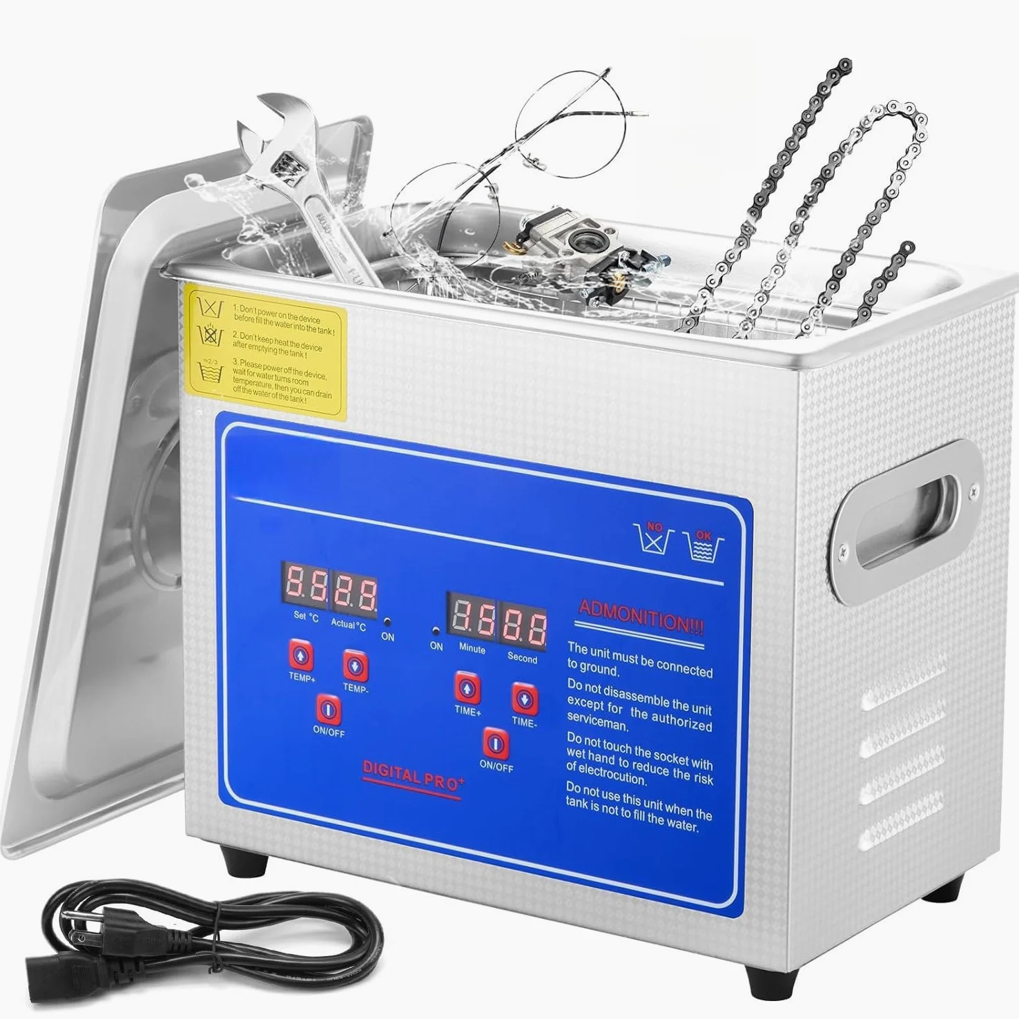 Limpiador UltrasóNico Profesional De 3L De 120 W Con Temporizador Digital Y CalefaccióN De Acero Inoxidable Para Joyas, Gafas Dentadas Herramientas Tarjetas De Circuito, Piezas De Repuesto Personal