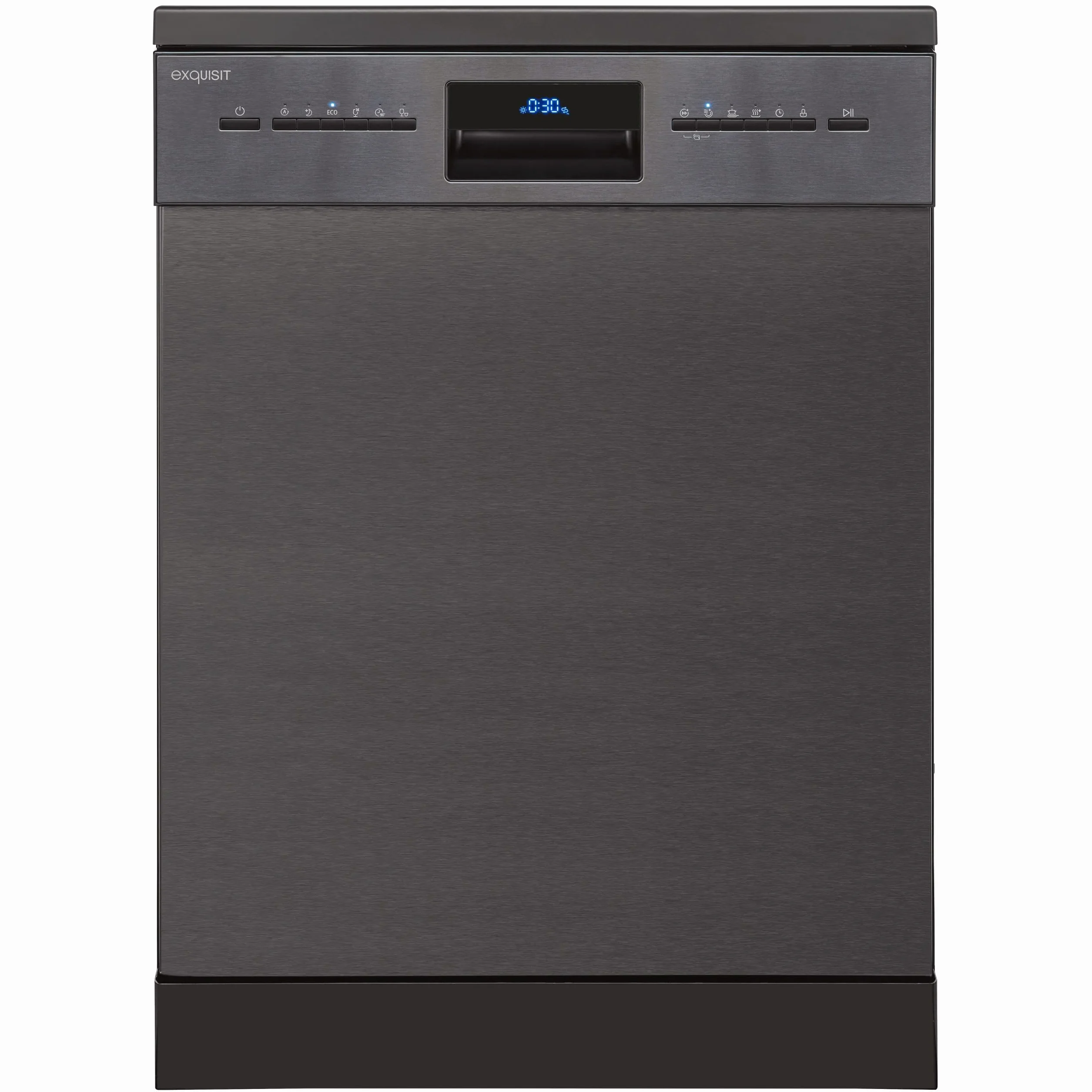 Exquisit® Lavavajillas 60Cm, Clase B, Acabado Inoxidable Antracita,14 Servicios, 6 Programas, Display Digital, Interior Inox, Aquastop Incluido, Consumo 65 kWh/100ciclos, Medidas 84,5x59,8x60 Cm.