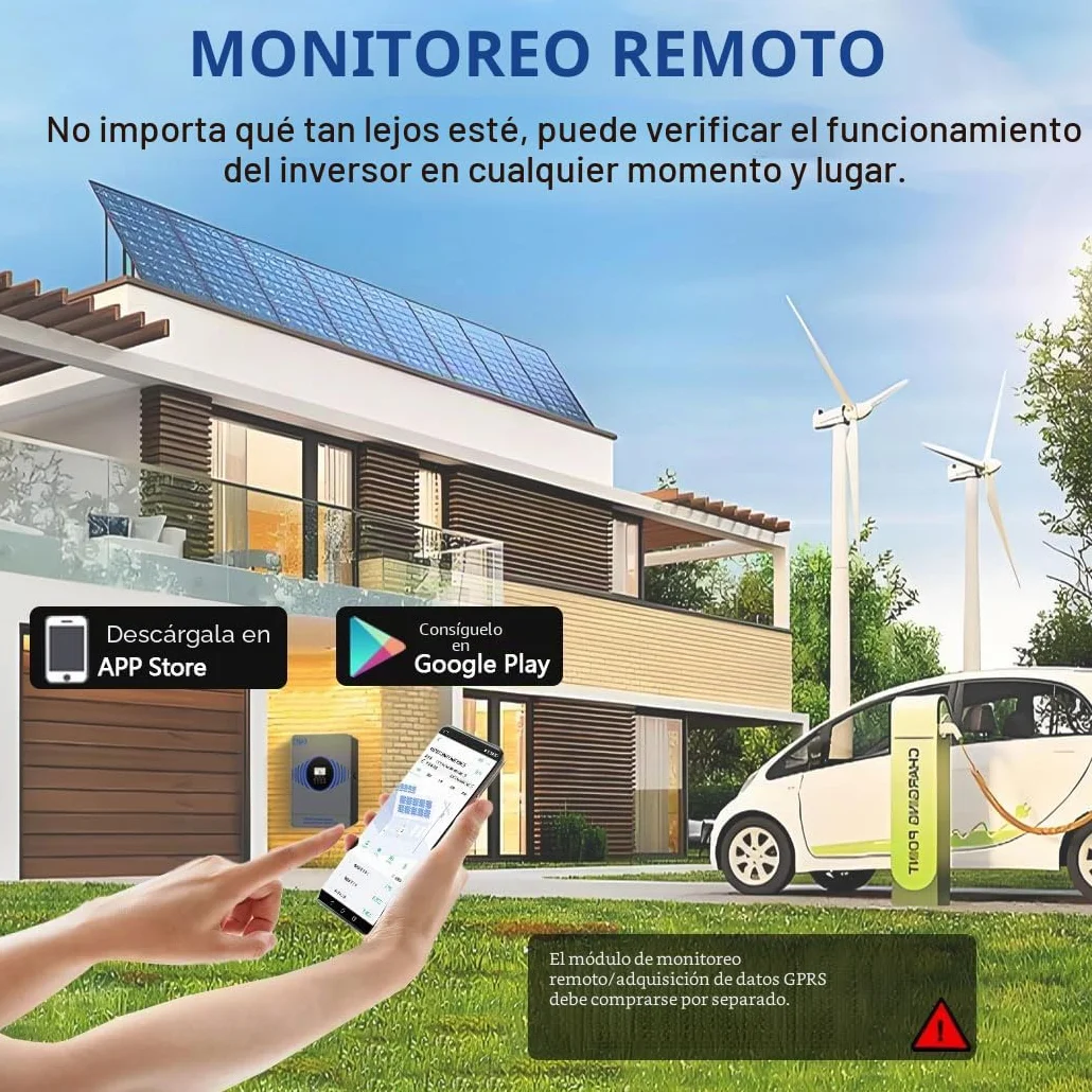 Y&H Inversor solar híbrido de 4200W con dos voltajes de batería 12V 24V integrado MPPT 100A cargador solar máximo potencia PV 4000W entrada con BMS WLAN comunicación independiente de la red