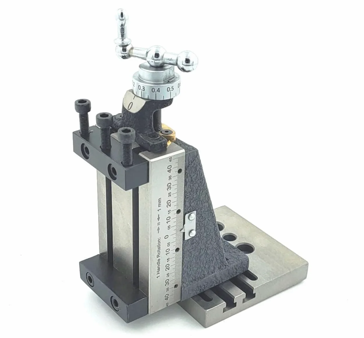 Buyohlic Mini tobogán de fresado vertical con placa base, montaje directo en mini máquina de torno de 7 x 14 pulgadas (tipo fijo con abrazadera))