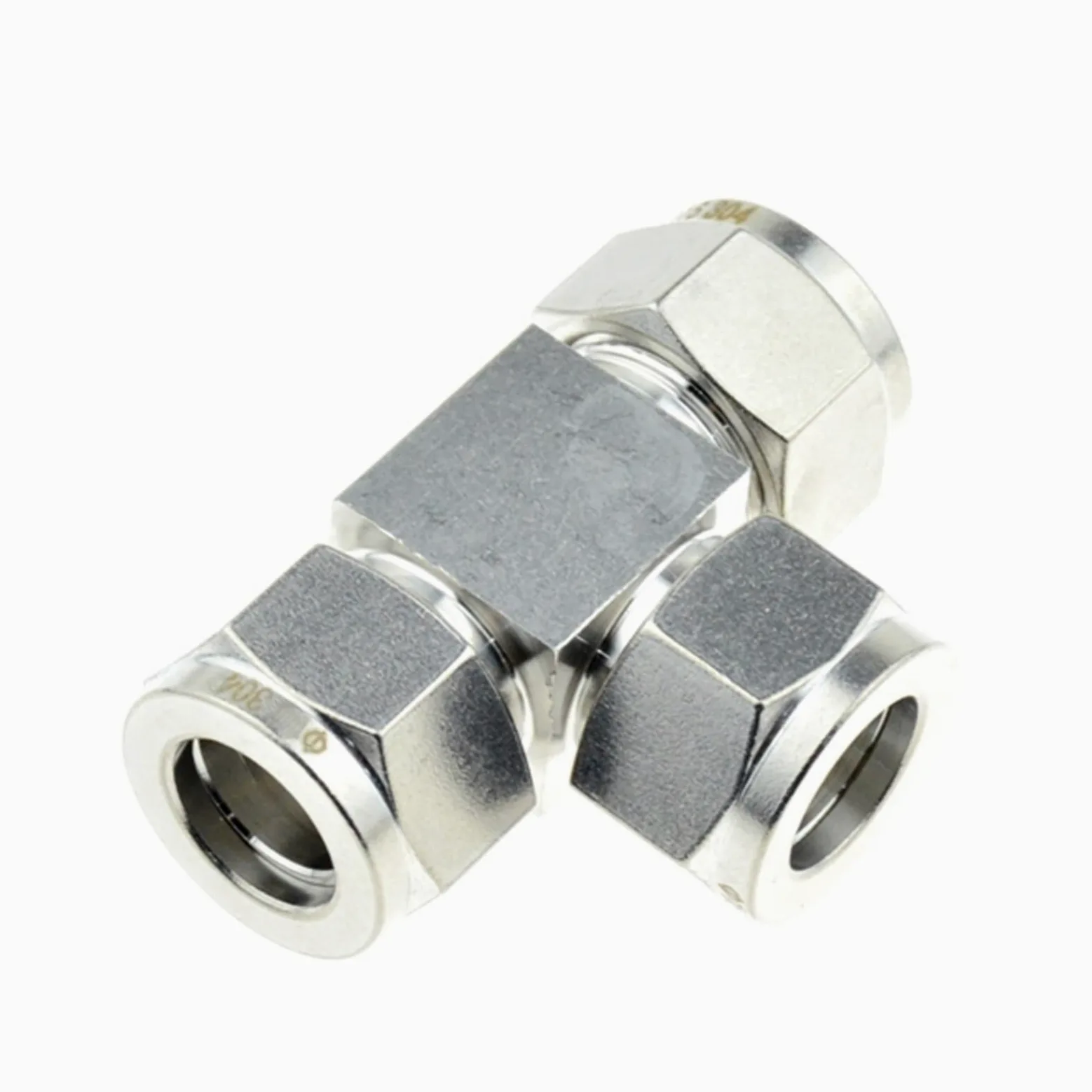 Coupling, Stainless Steel Hex Nipple,Pipe-Fitting T Shaped 3 Way Compressor Fitting, Tube Ferrule Union Compression SS Pipe Connector Stainless Steel 304(6mm)