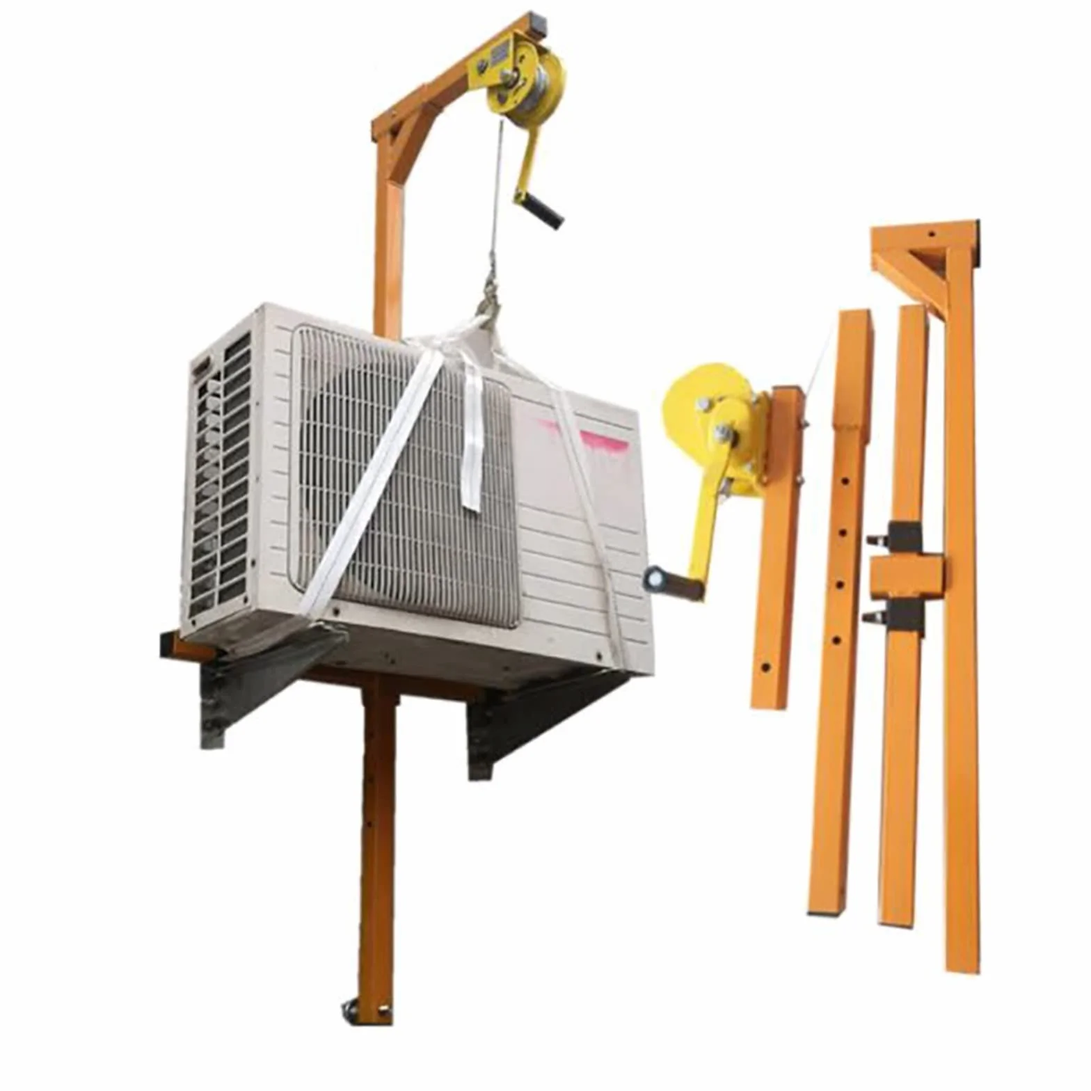 Herramienta de elevación para Aire Acondicionado grúa con cabrestante Manual autoblocante de 10/15/20 m y Soporte Plegable de Acero Inoxidable.,Cuerda de 15 m